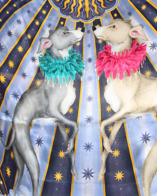 Fable Pet Portraits Whippet Silk Square Scarf