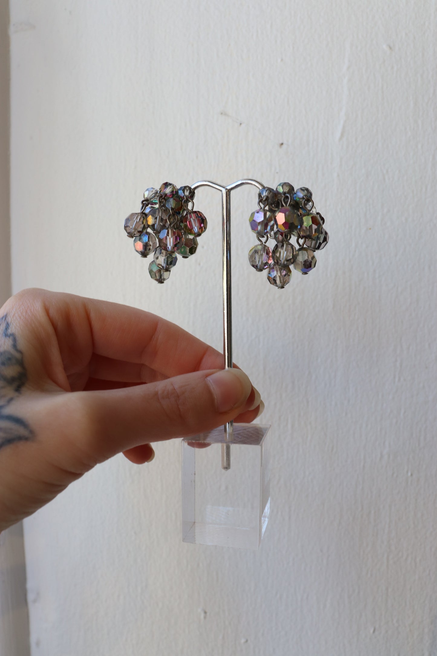1960's Grey Cha-Cha Clip Earrings