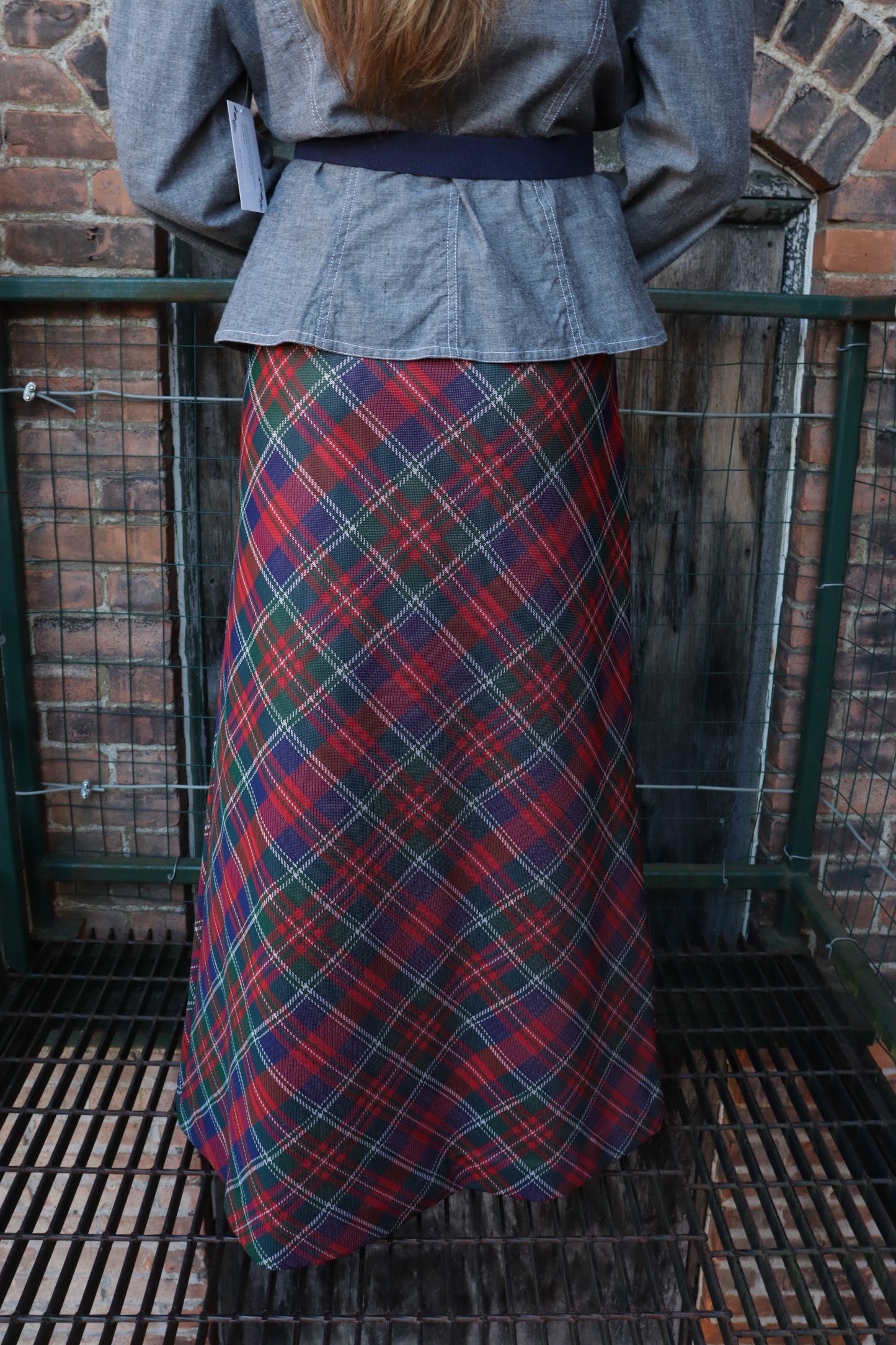 1970's Bradley Plaid Printed Maxi Skirt