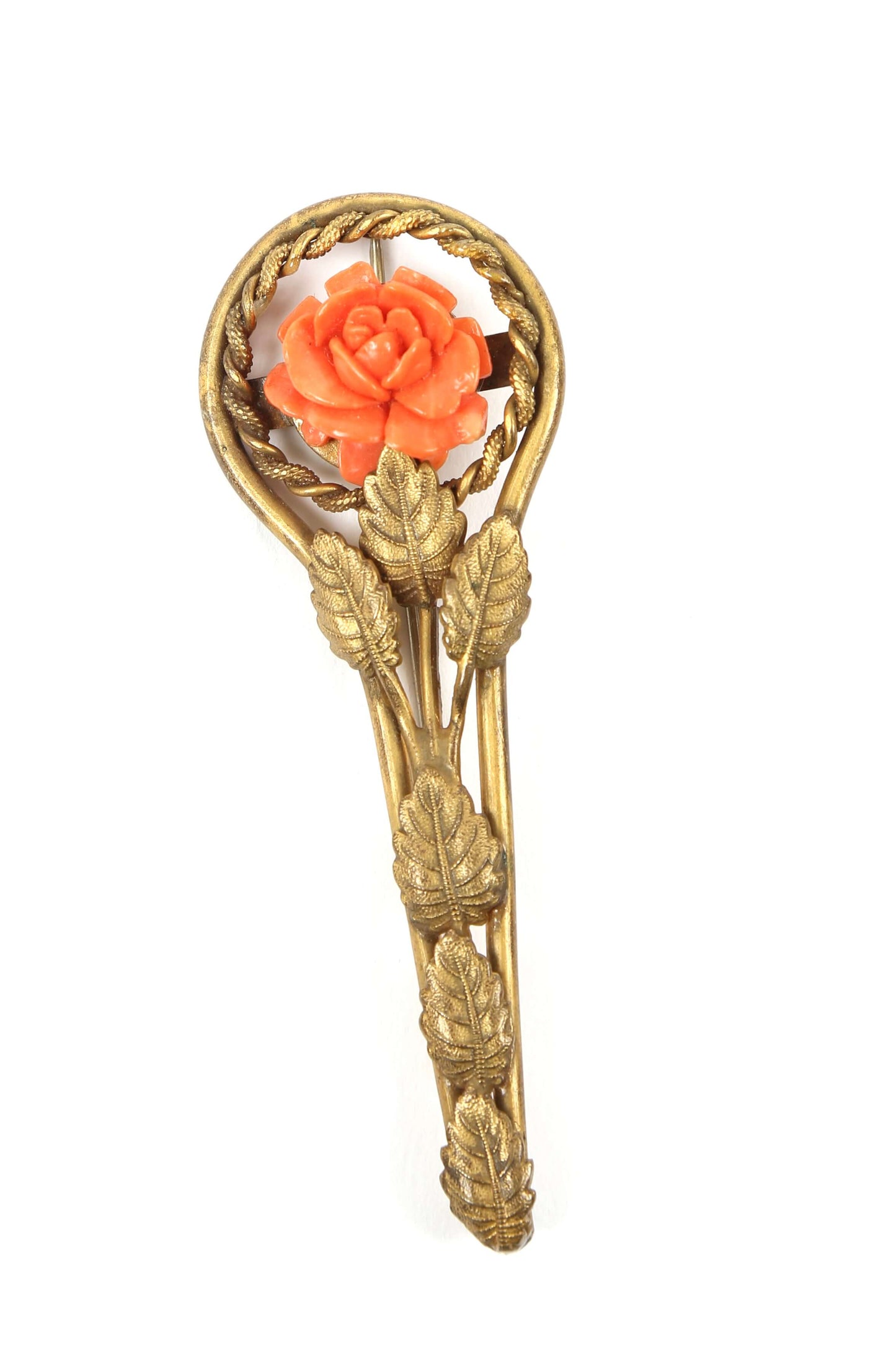 1930's Brass and Celluloid Rose Brooch