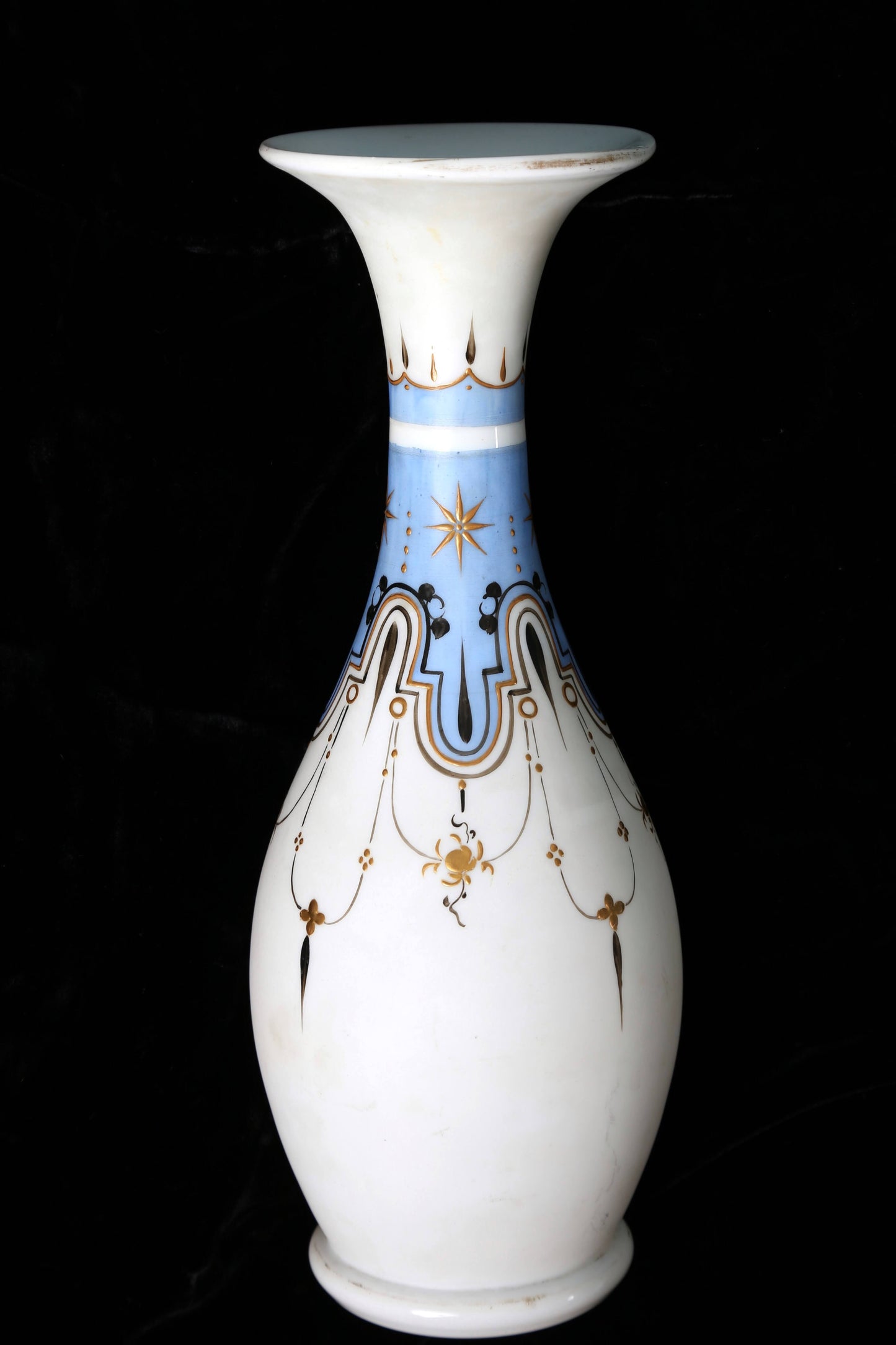 1890s Gilt Opaline North Star Hand-Blown Vase