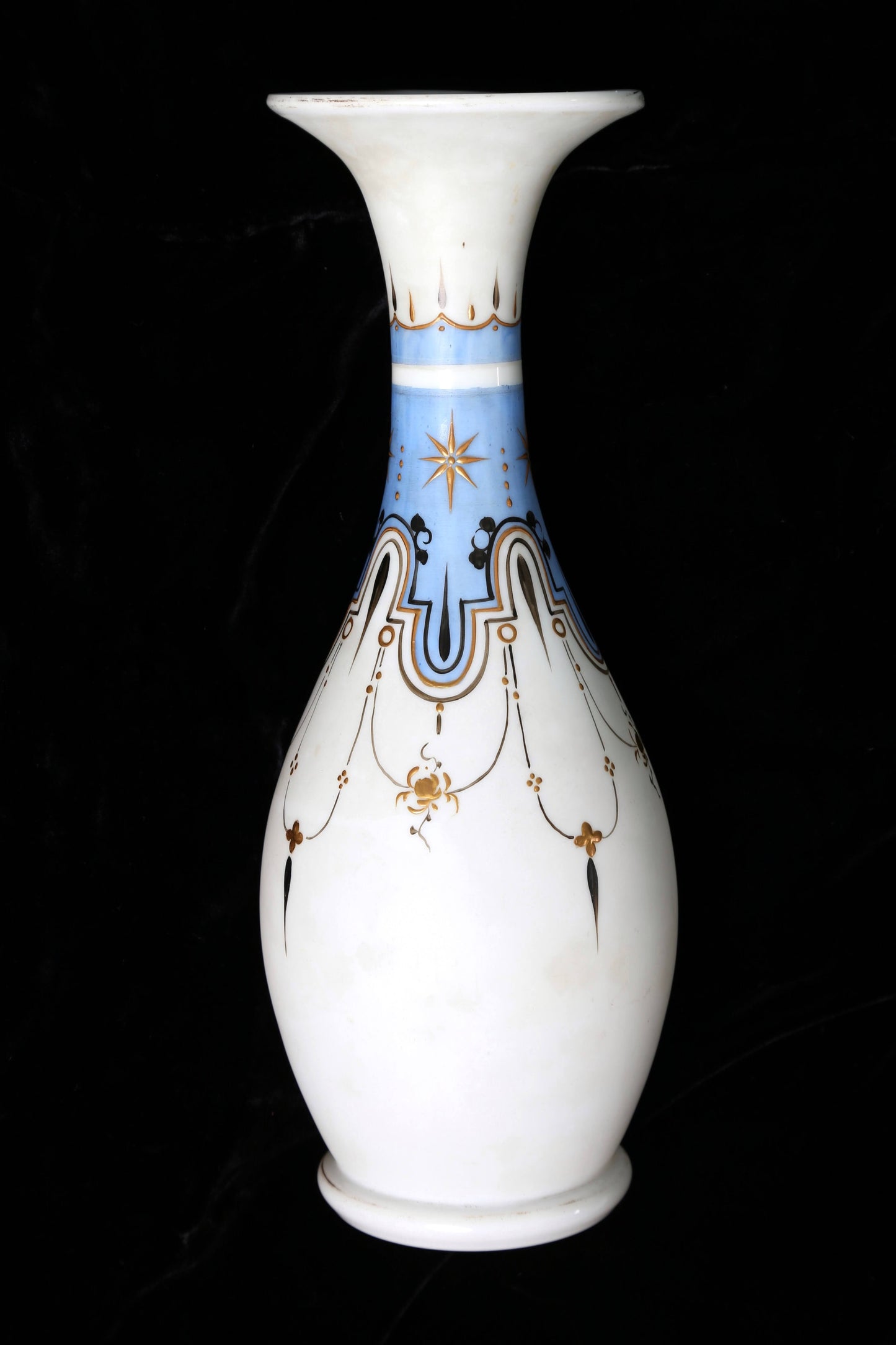 1890s Gilt Opaline North Star Hand-Blown Vase