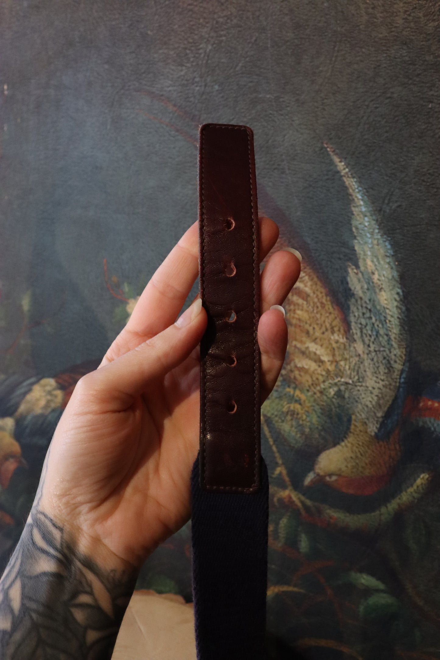 1970's Blue Canvas Leather Belt