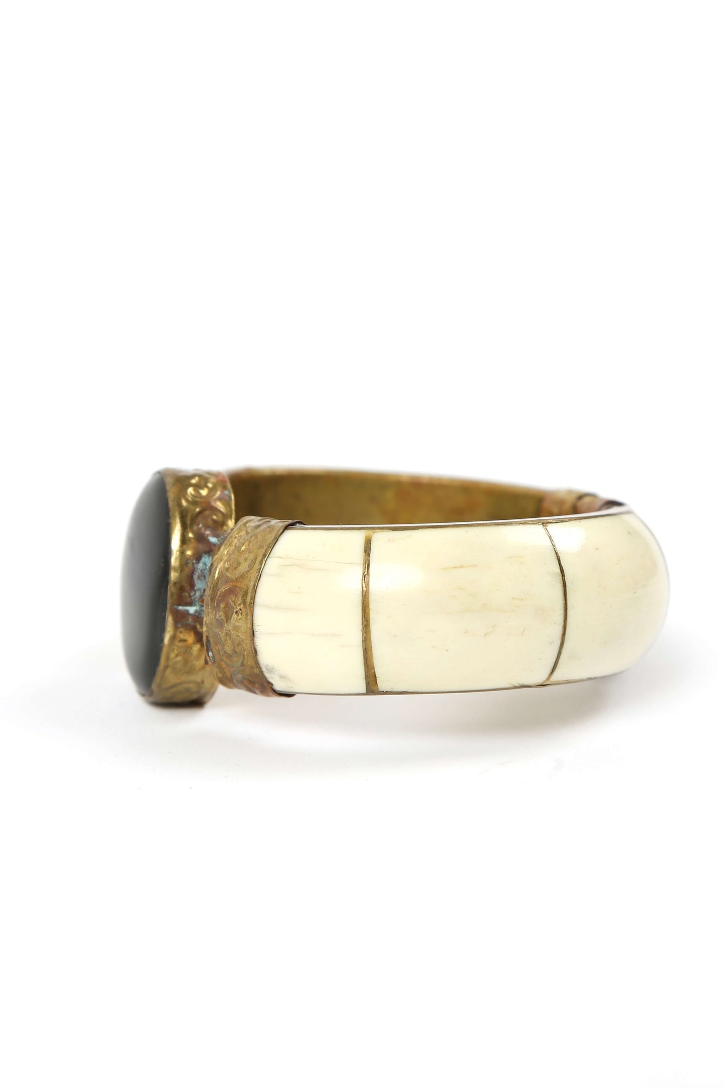 1970's Bone Inlay Brass Bangle