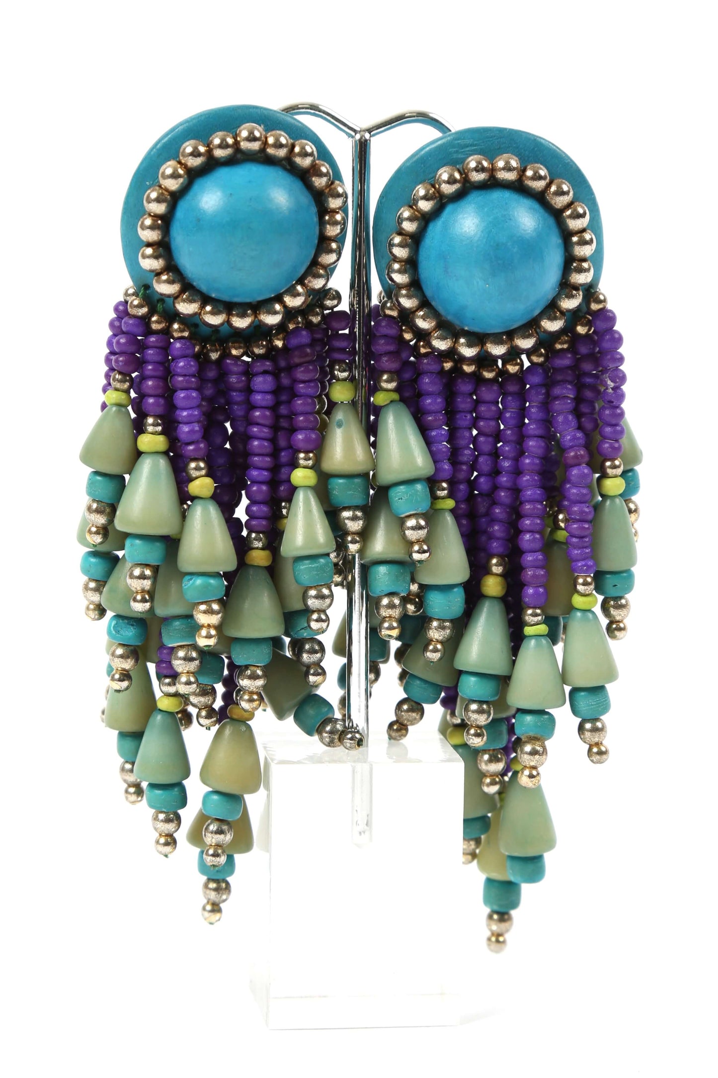 1980's Beaded Fringe Statement Earrings