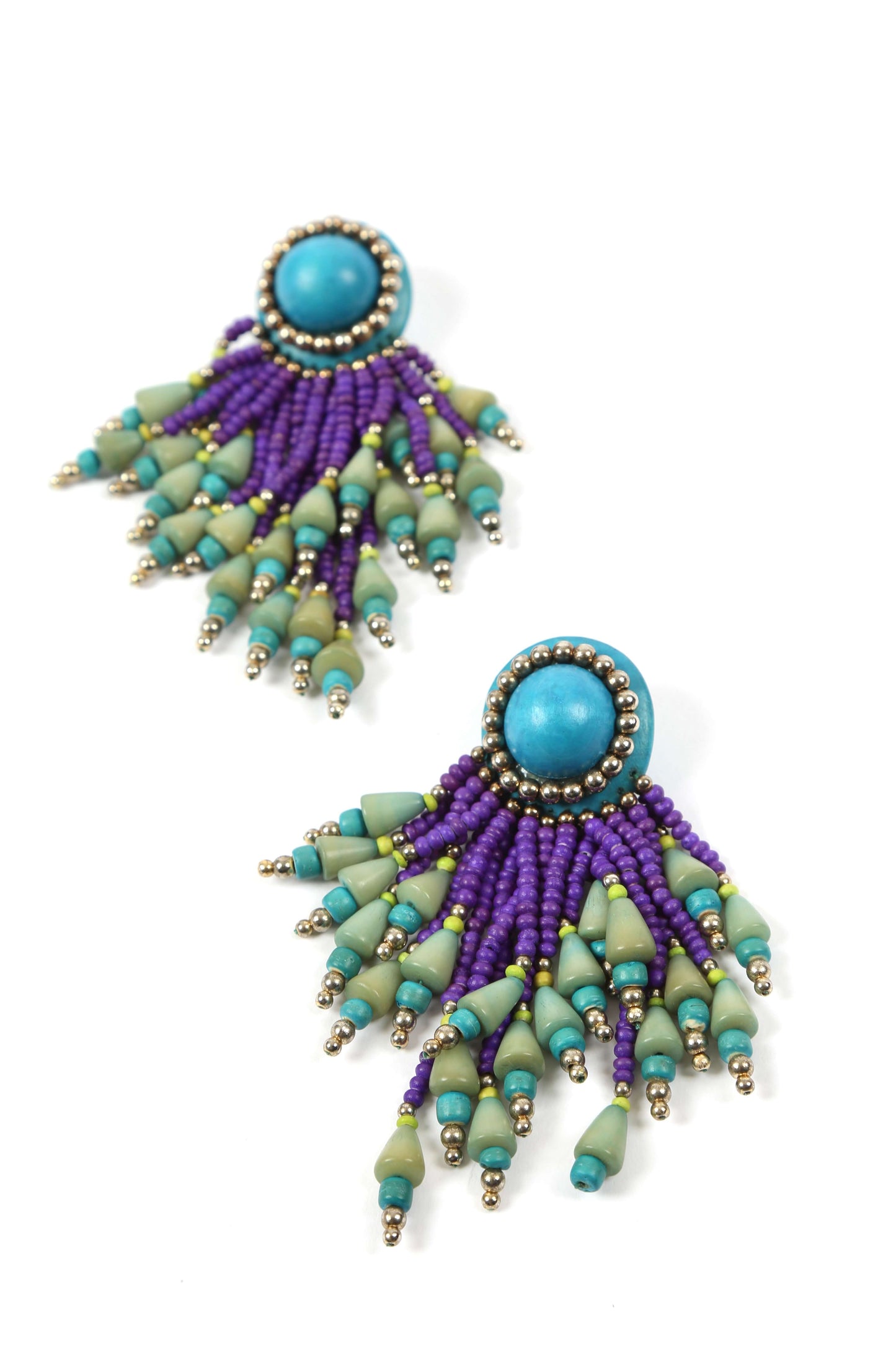 1980's Beaded Fringe Statement Earrings
