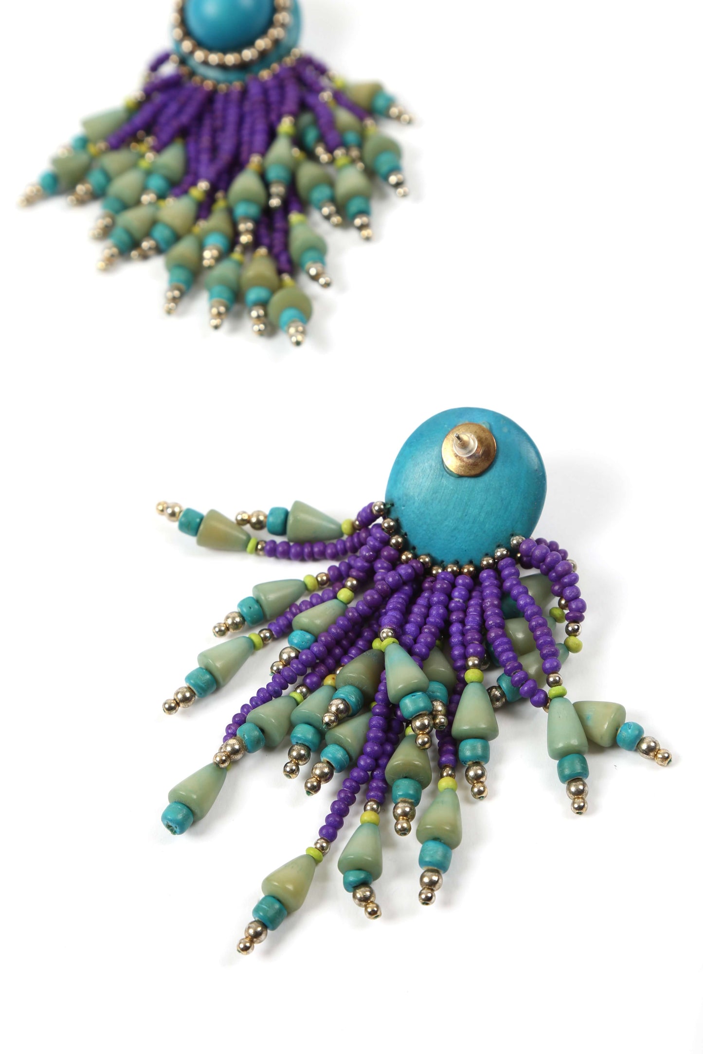 1980's Beaded Fringe Statement Earrings