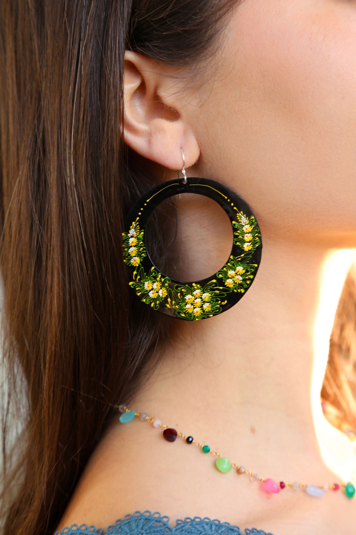 Hand Painted Floral Hoops