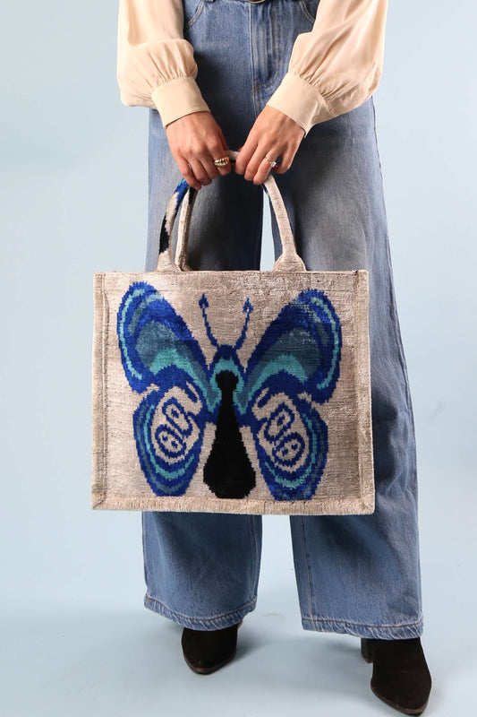 Uzbek Silk Velvet Oversized Butterfly Tote