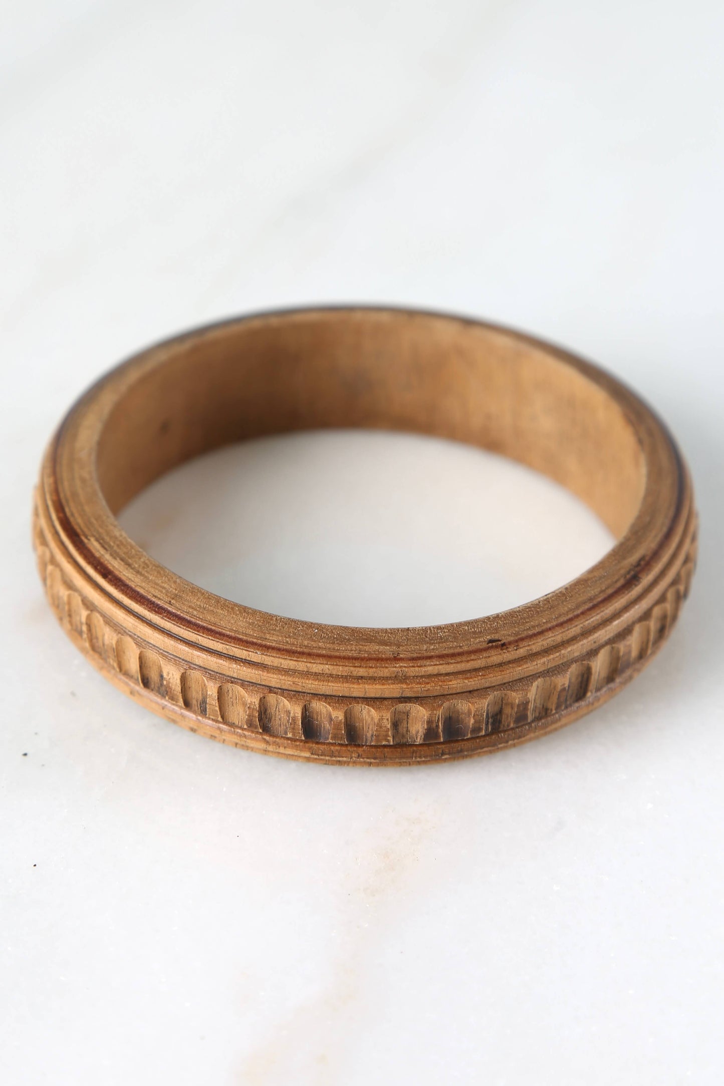 1970's Carved Wooden Bangle
