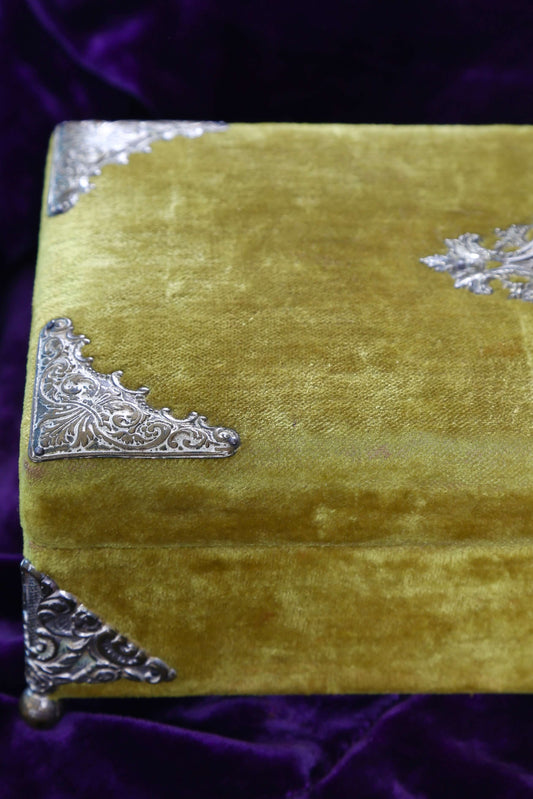 1890's RARE Absinthe Velvet Dresser Box Set