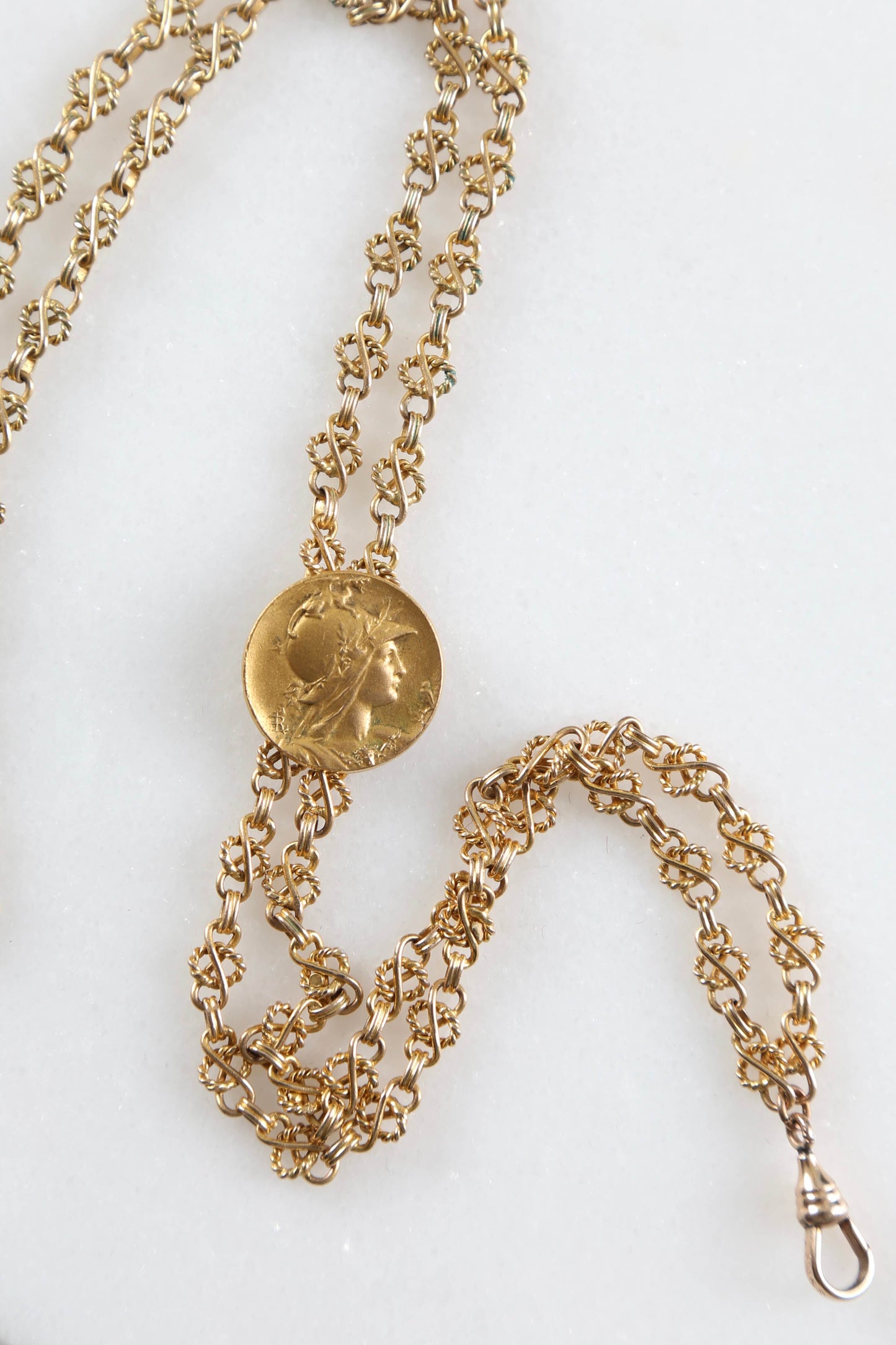 1890's Goddess Athena Coin Slide Chain