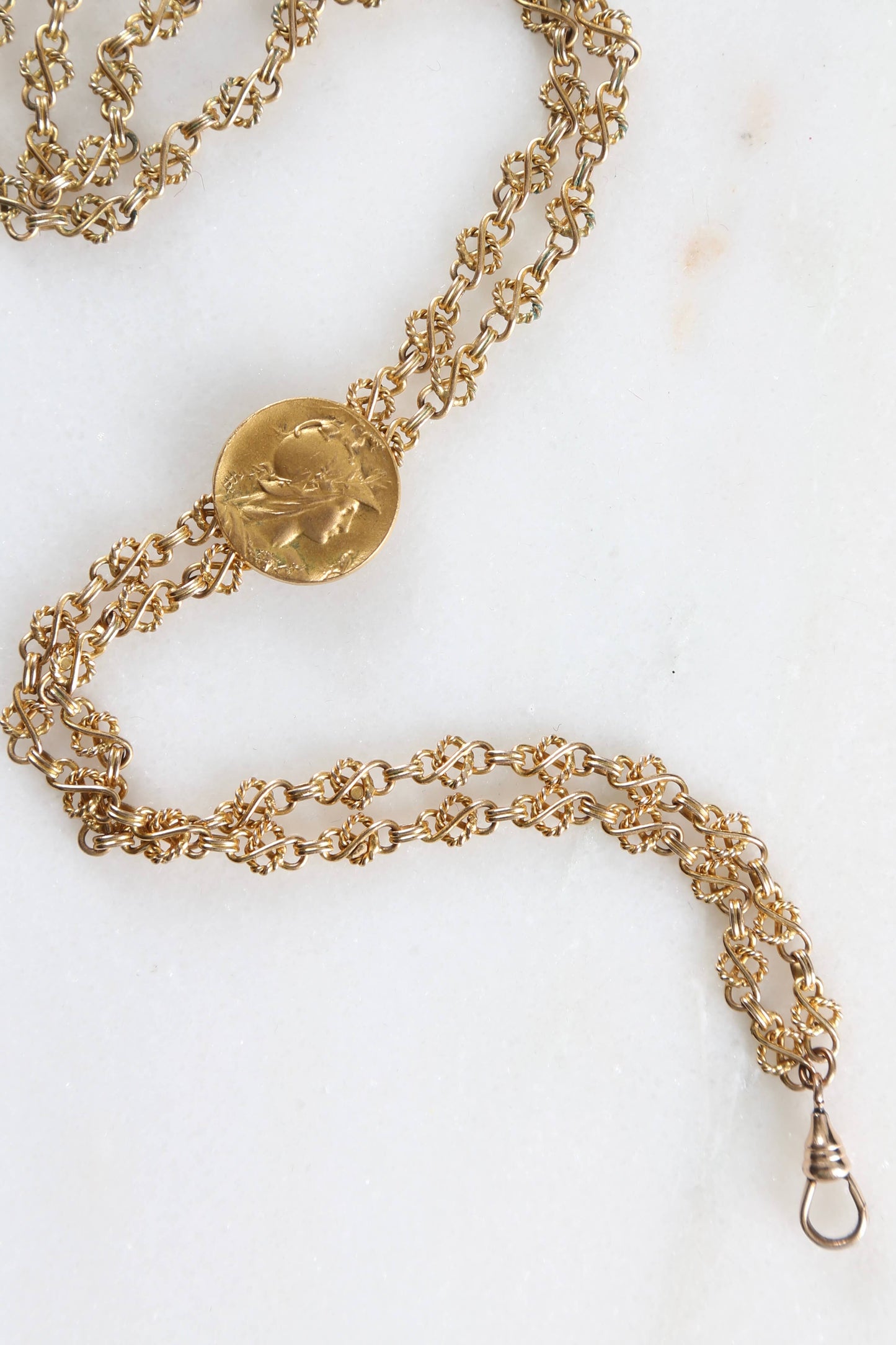 1890's Goddess Athena Coin Slide Chain