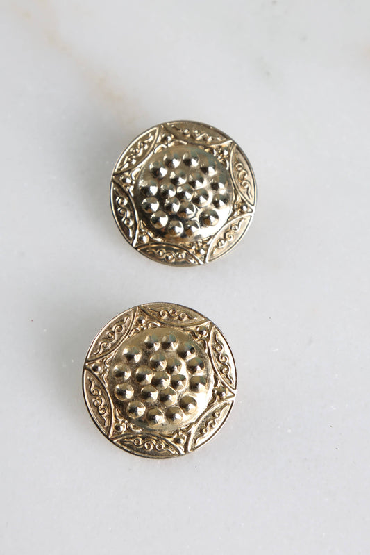 1980's Golden Shield Stud Earrings