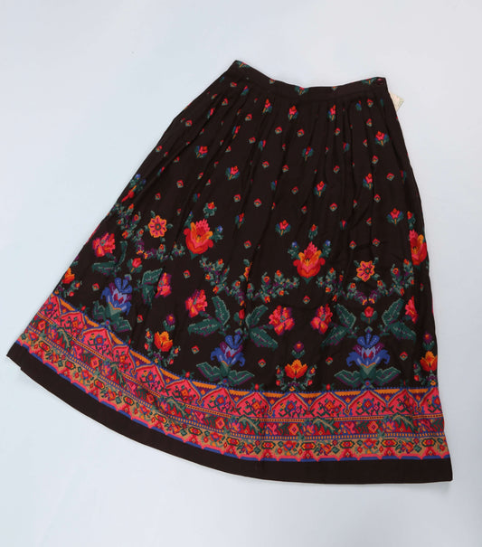 1980's Susan Bristol Folk Art Midi Skirt