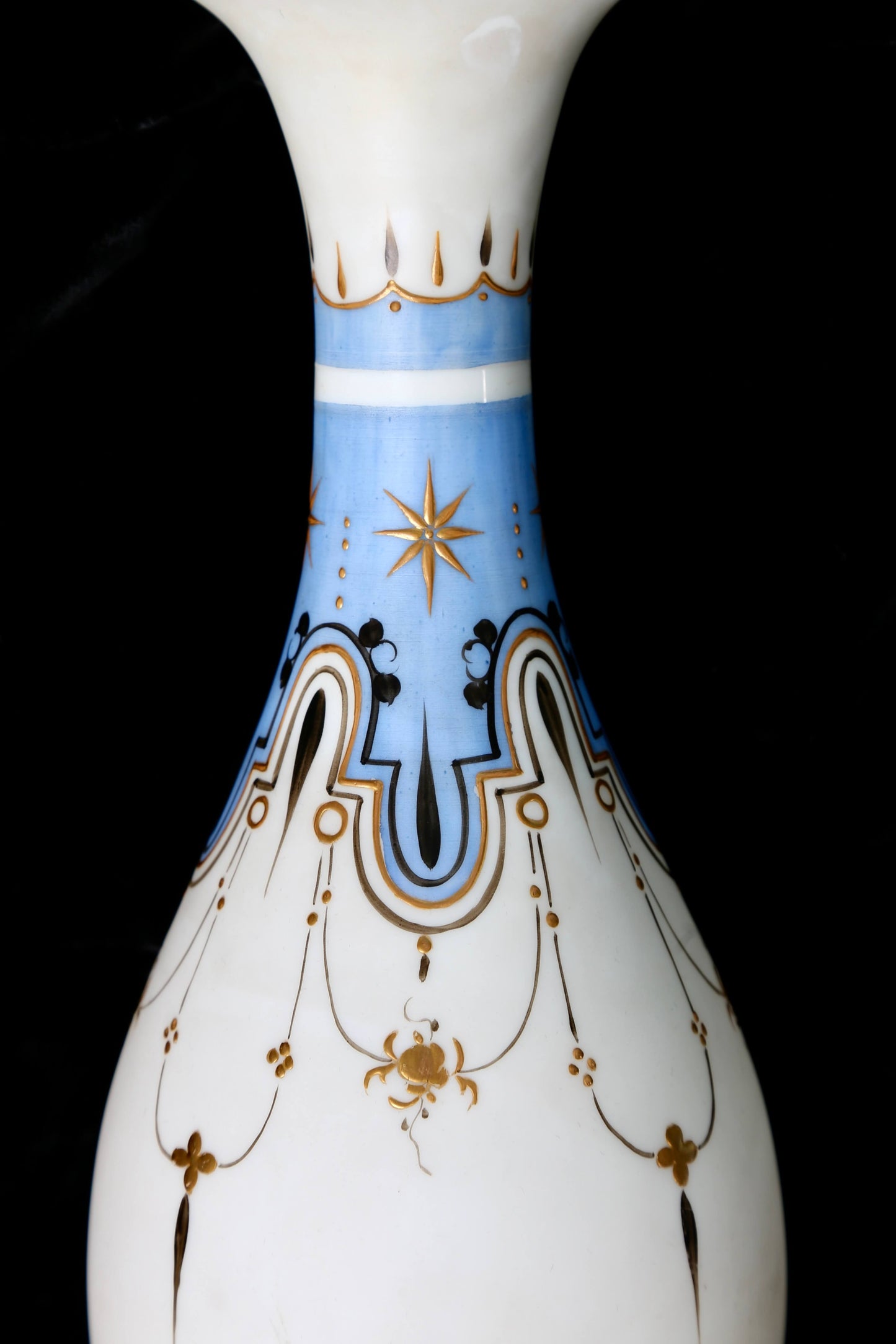 1890s Gilt Opaline North Star Hand-Blown Vase