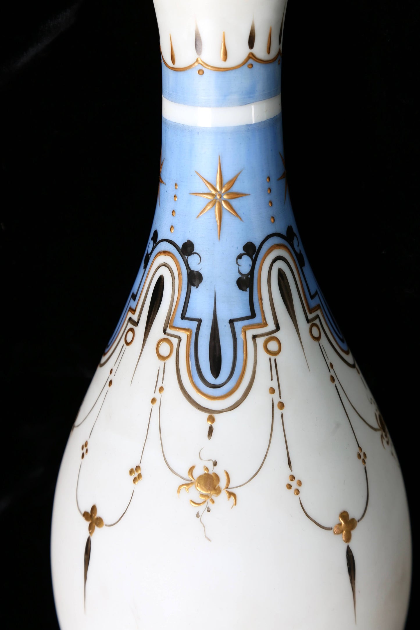 1890s Gilt Opaline North Star Hand-Blown Vase