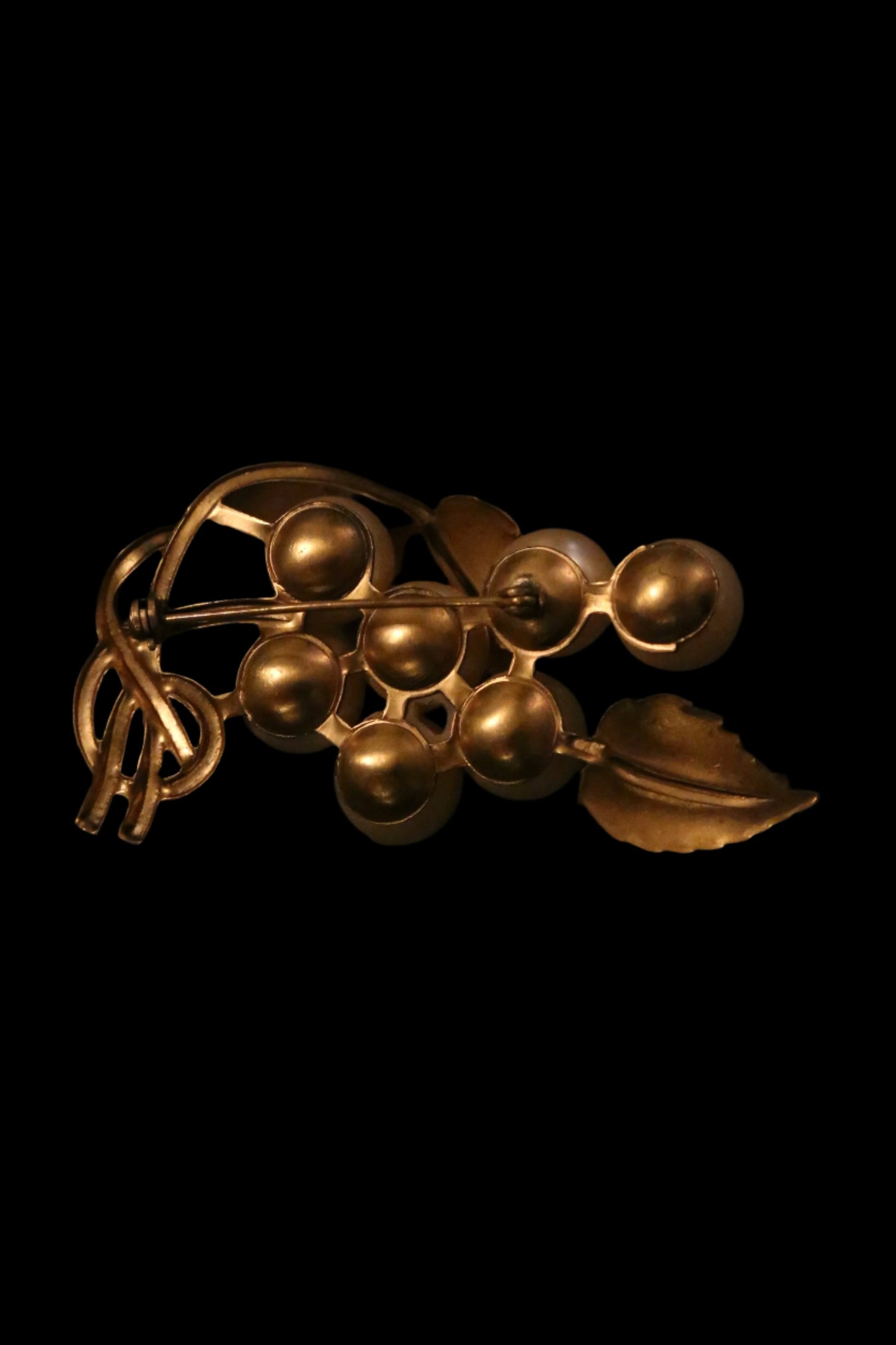 1940's Faux Pearl Golden Leaf Brooch