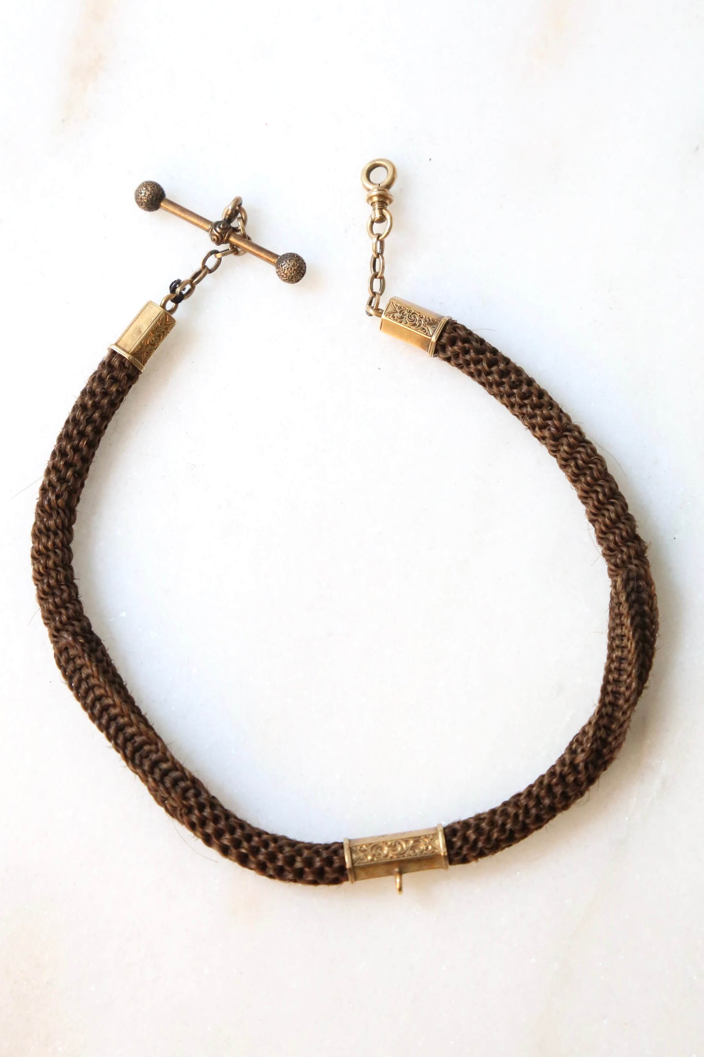 1880's Mourning Hair and 14KT Gold Watch Chain