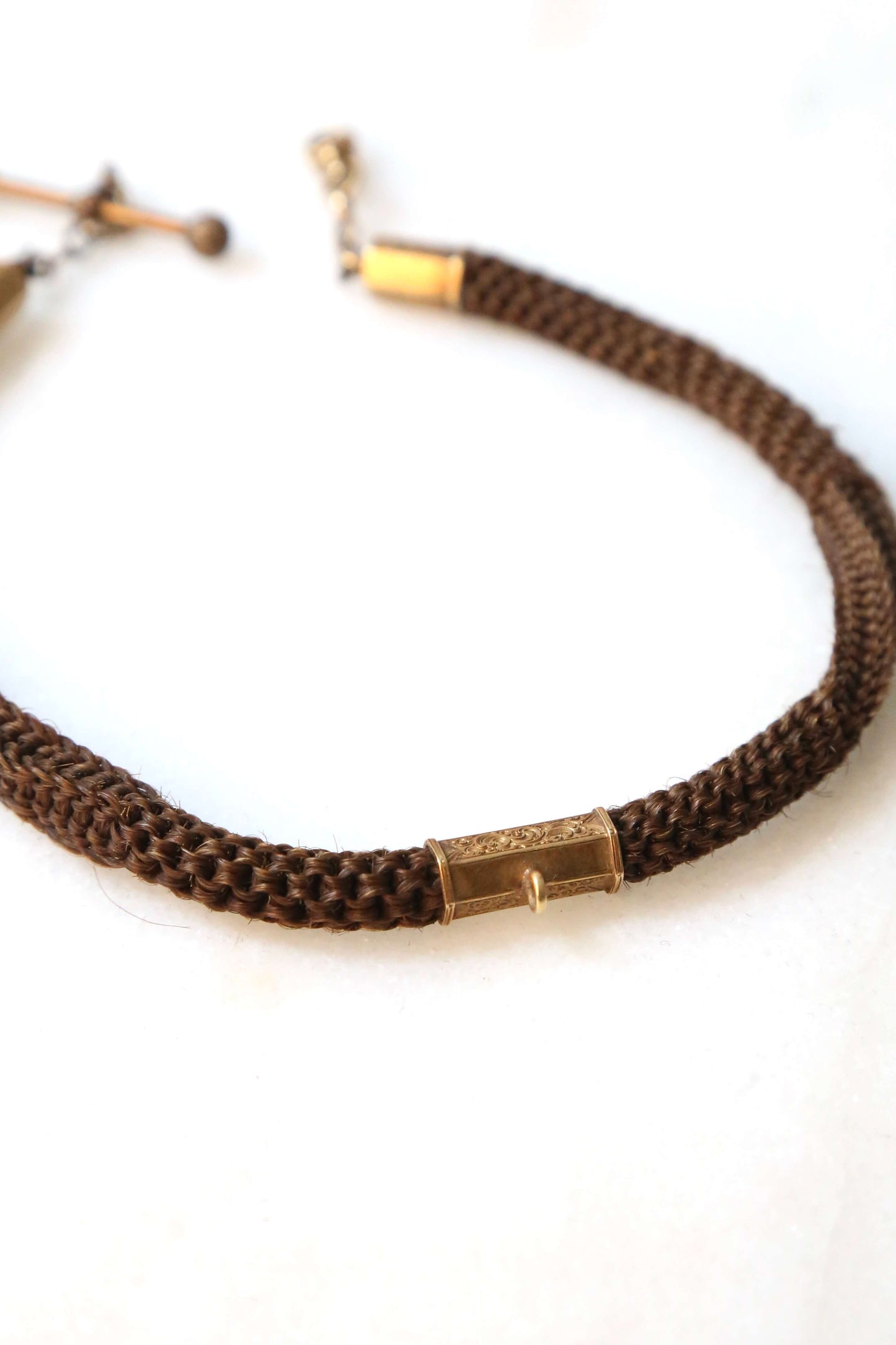 1880's Mourning Hair and 14KT Gold Watch Chain