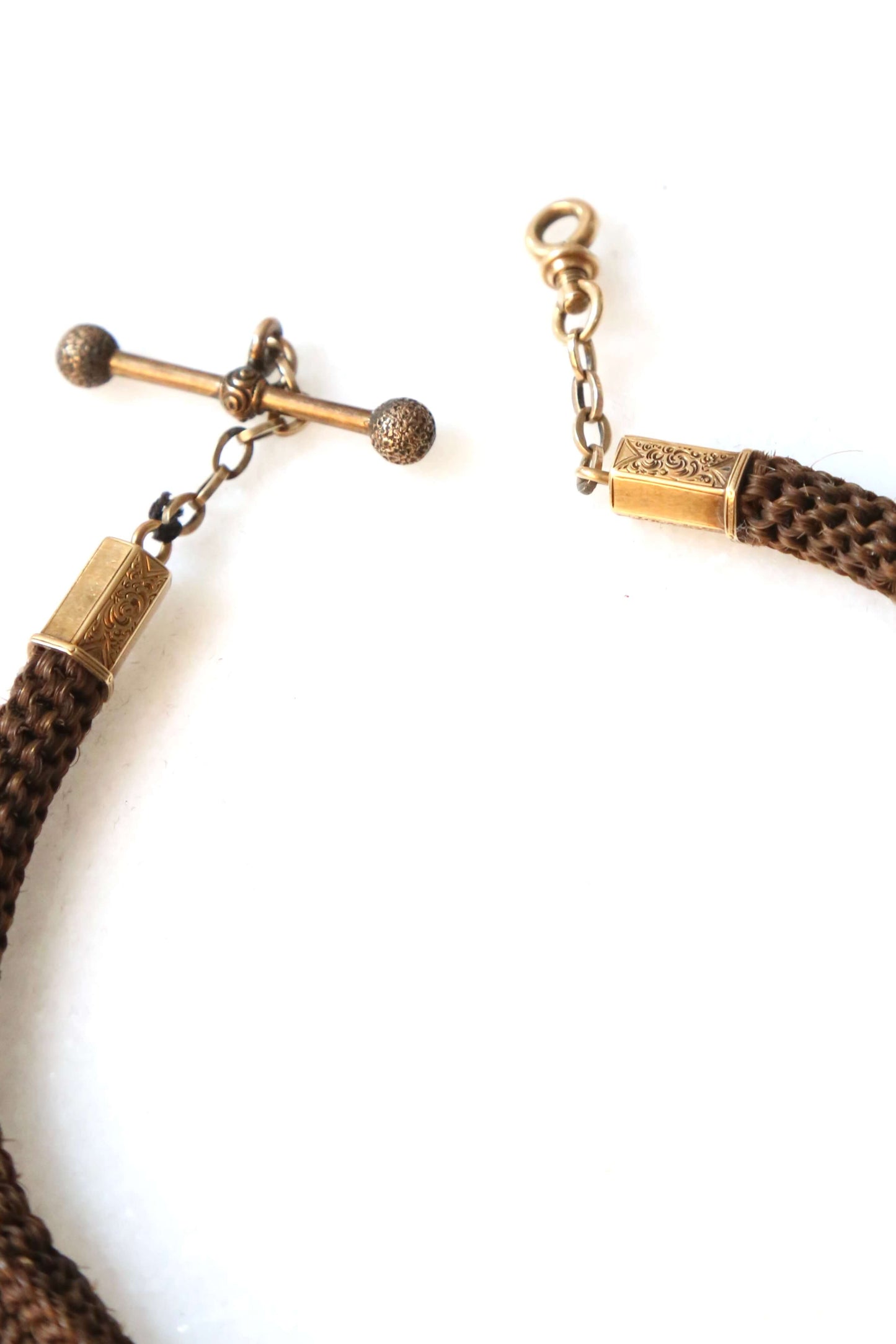 1880's Mourning Hair and 14KT Gold Watch Chain