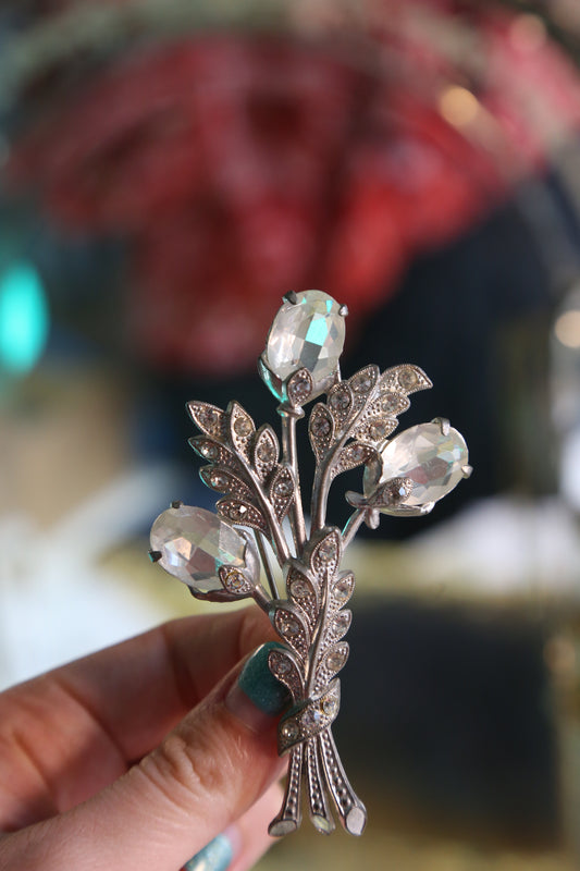 1940's Lucite and Pot Metal Brooch