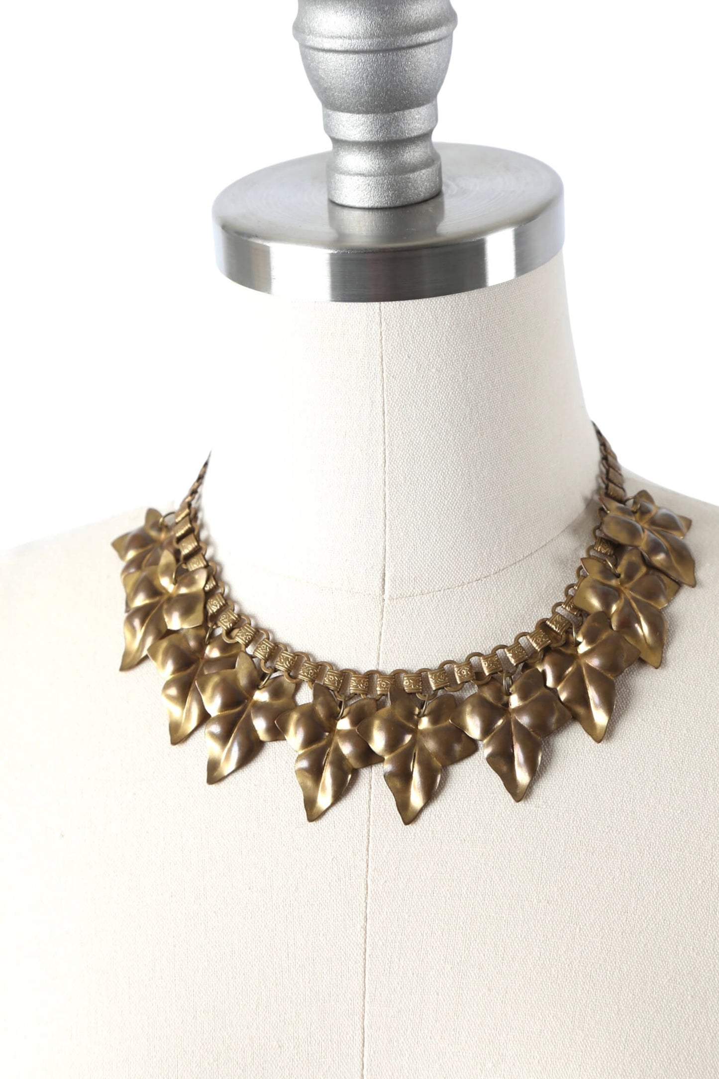 1930's Brass Leaf Necklace