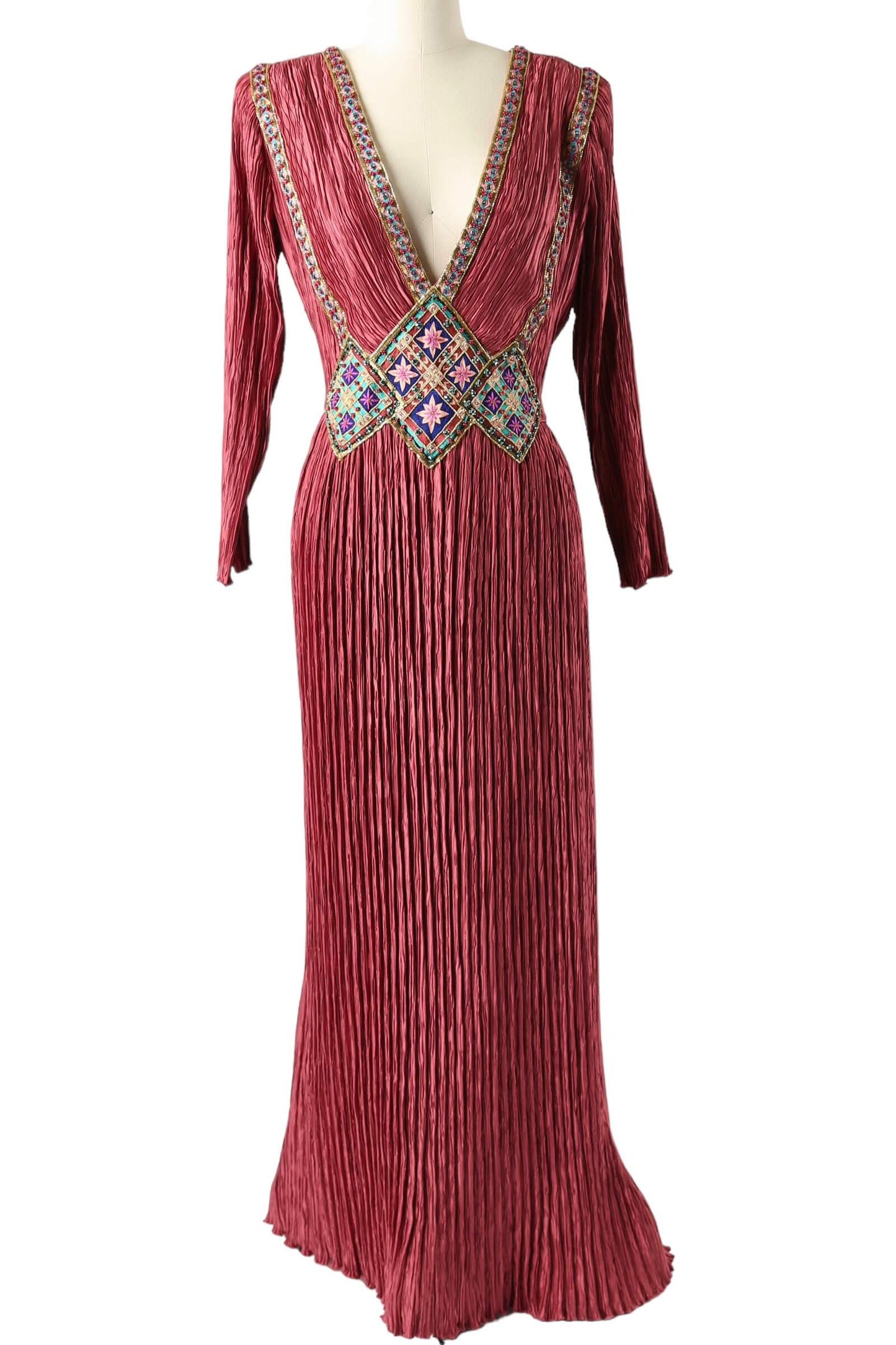 1970's Mary Mcfadden Couture Pleated Gown