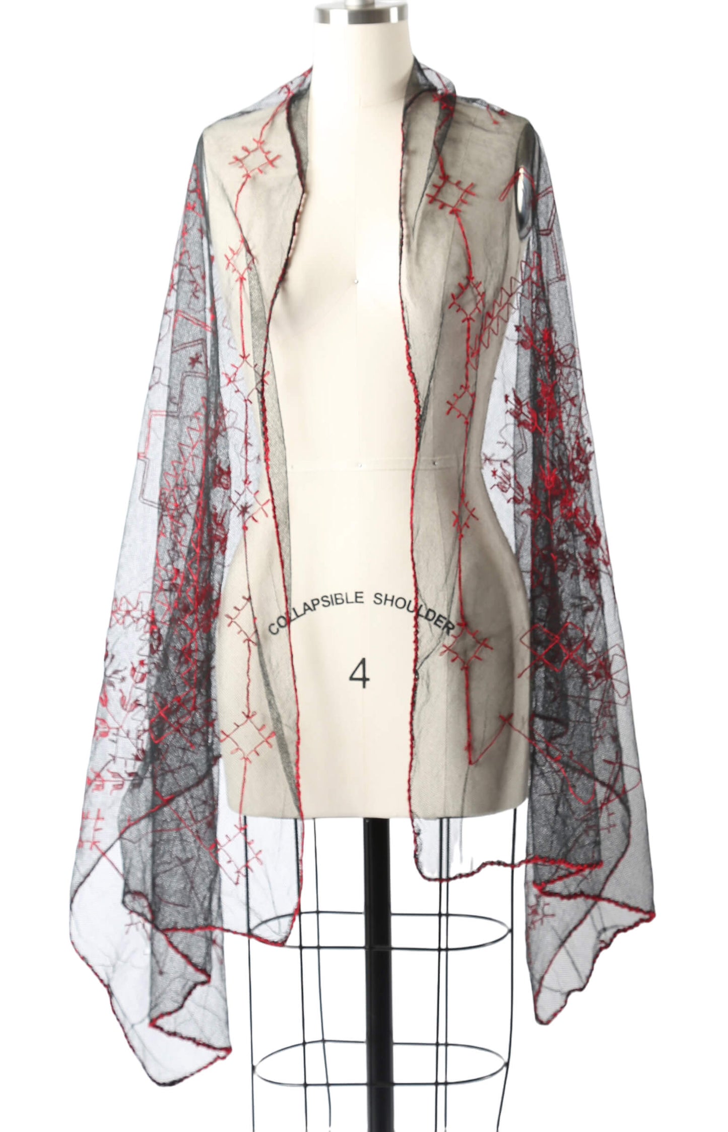 1970's Net Embroidered Shawl
