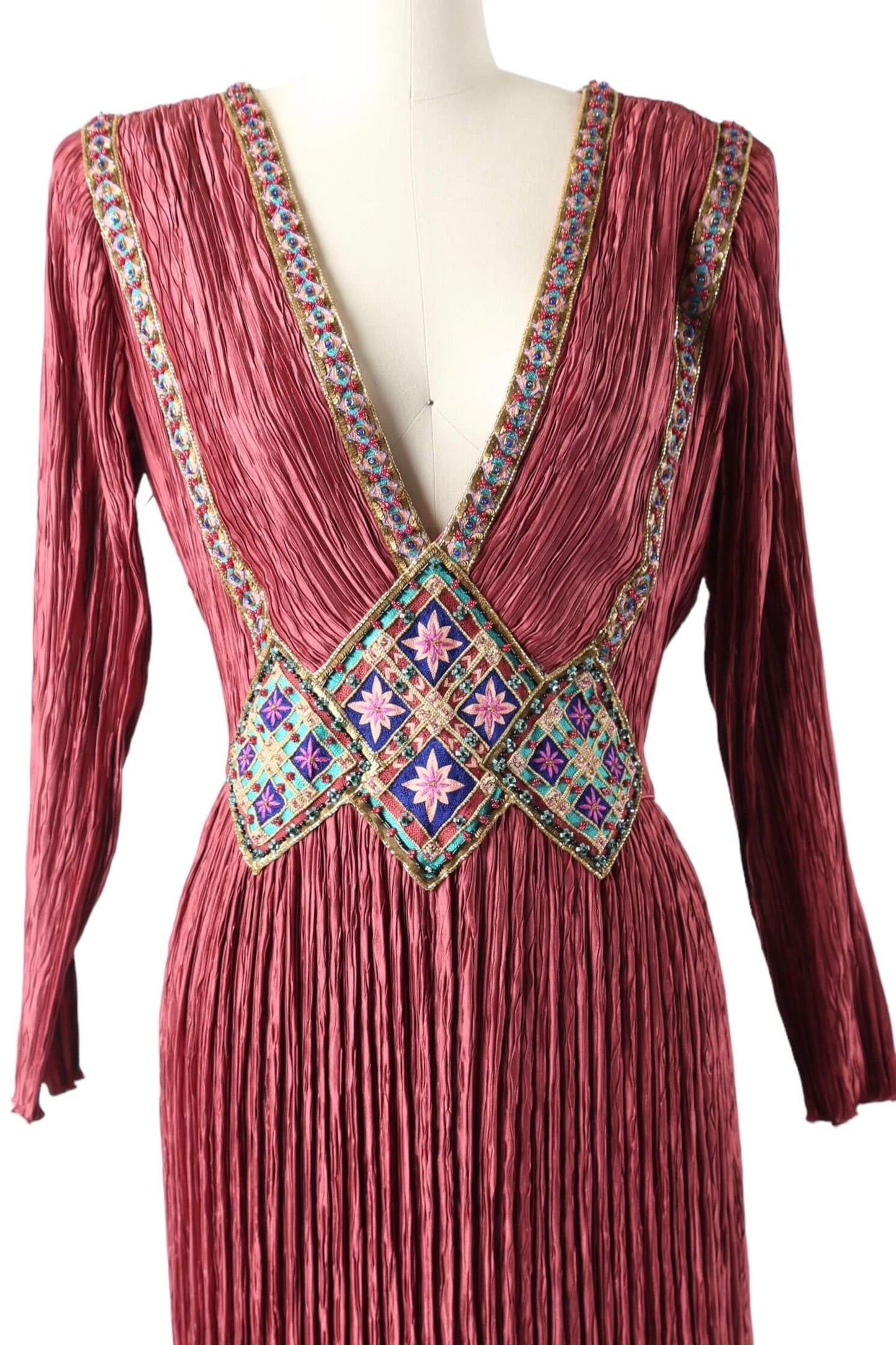1970's Mary Mcfadden Couture Pleated Gown
