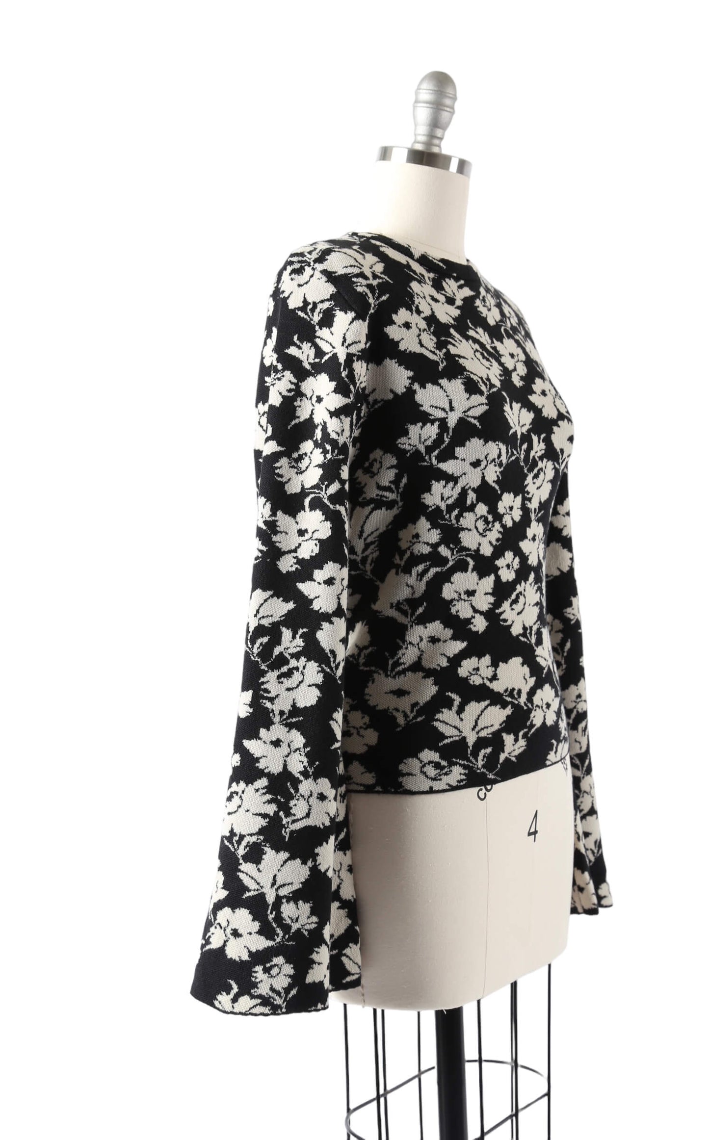 70's Inspired Floral Bell Sleeve Sweater