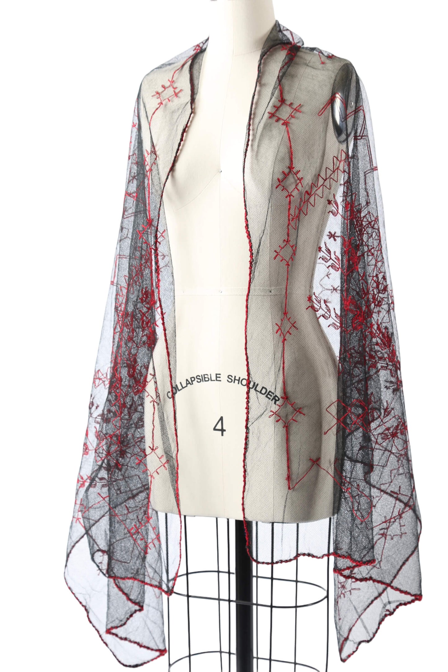 1970's Net Embroidered Shawl