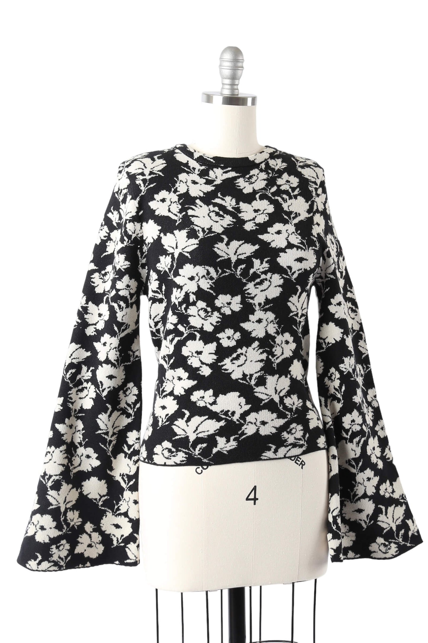 70's Inspired Floral Bell Sleeve Sweater