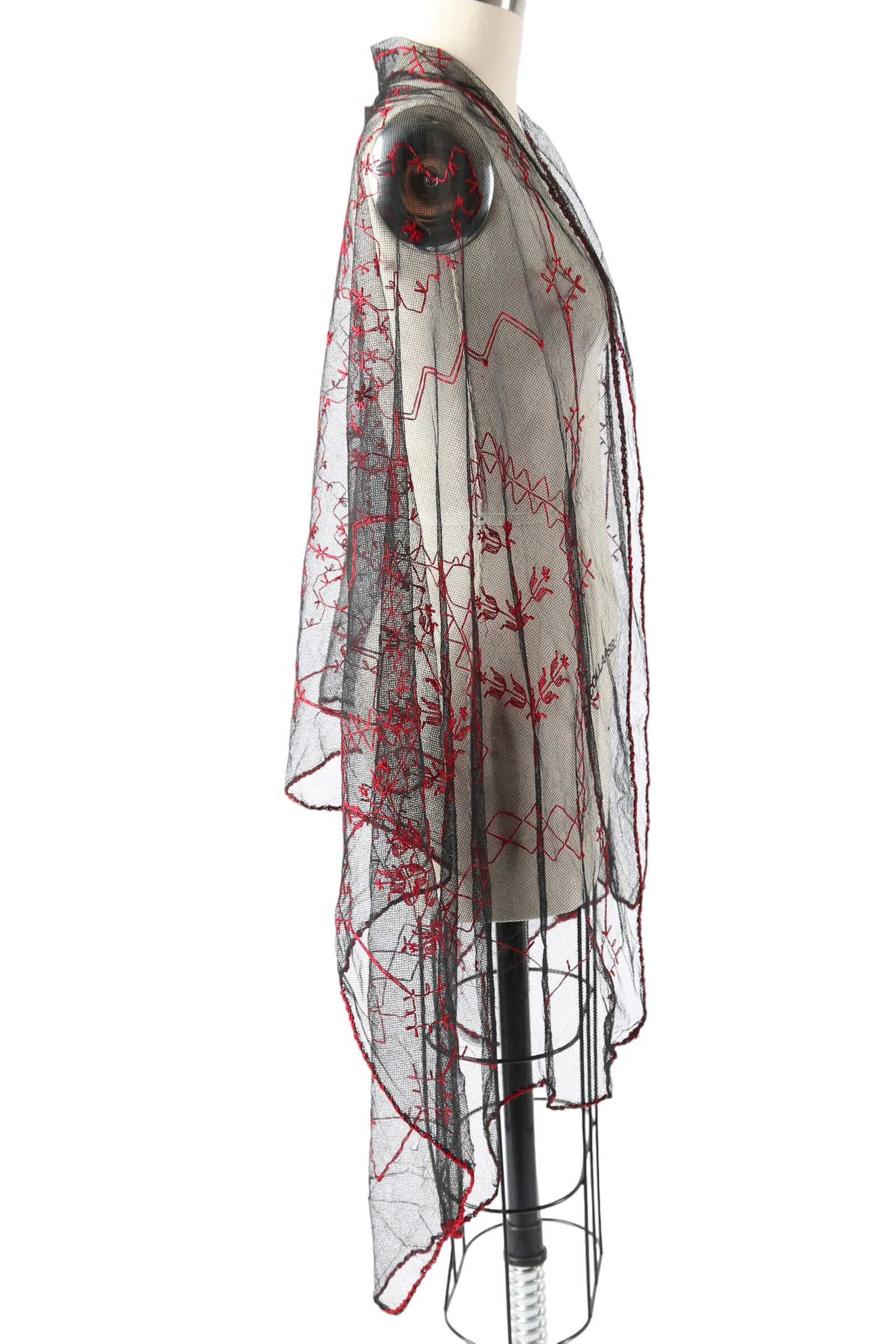 1970's Net Embroidered Shawl