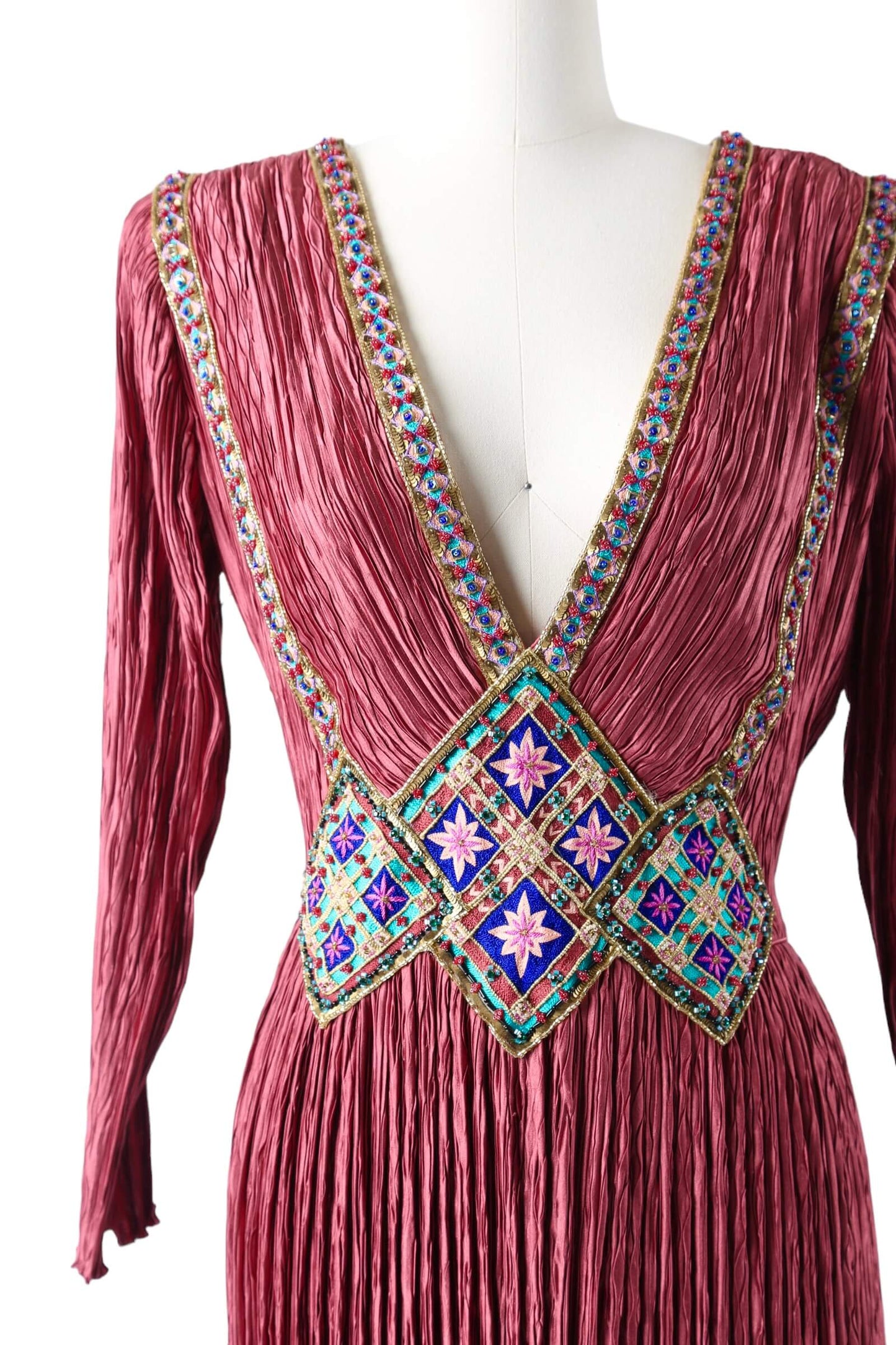 1970's Mary Mcfadden Couture Pleated Gown