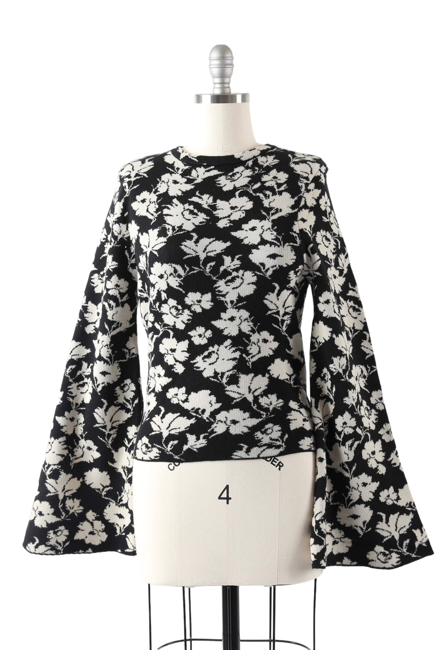 70's Inspired Floral Bell Sleeve Sweater