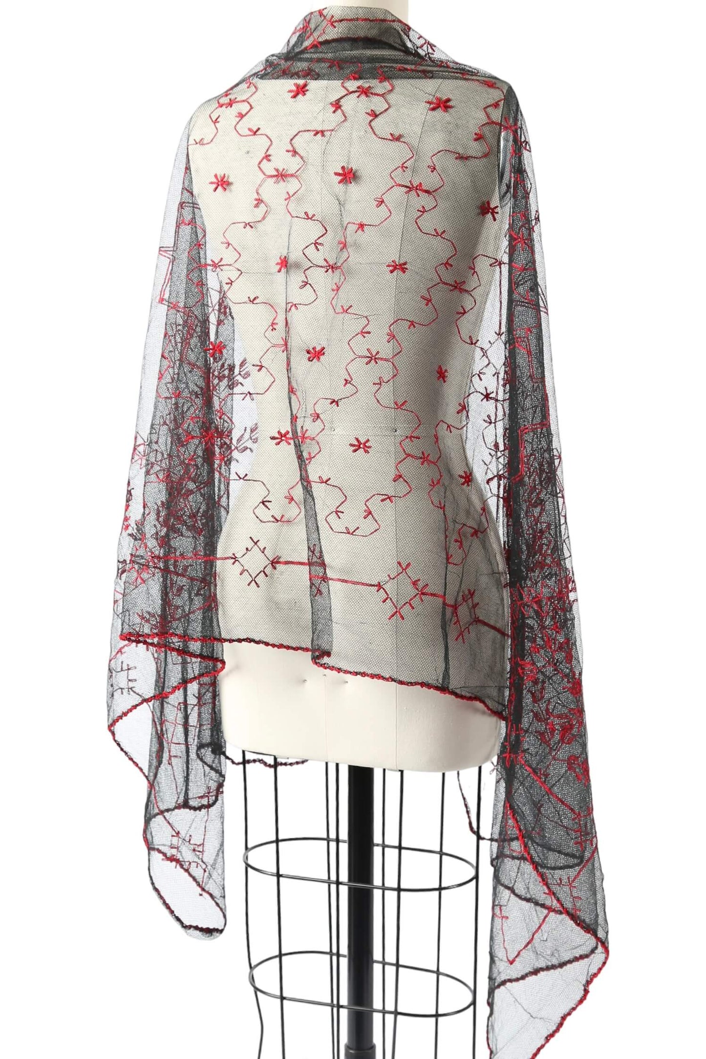 1970's Net Embroidered Shawl