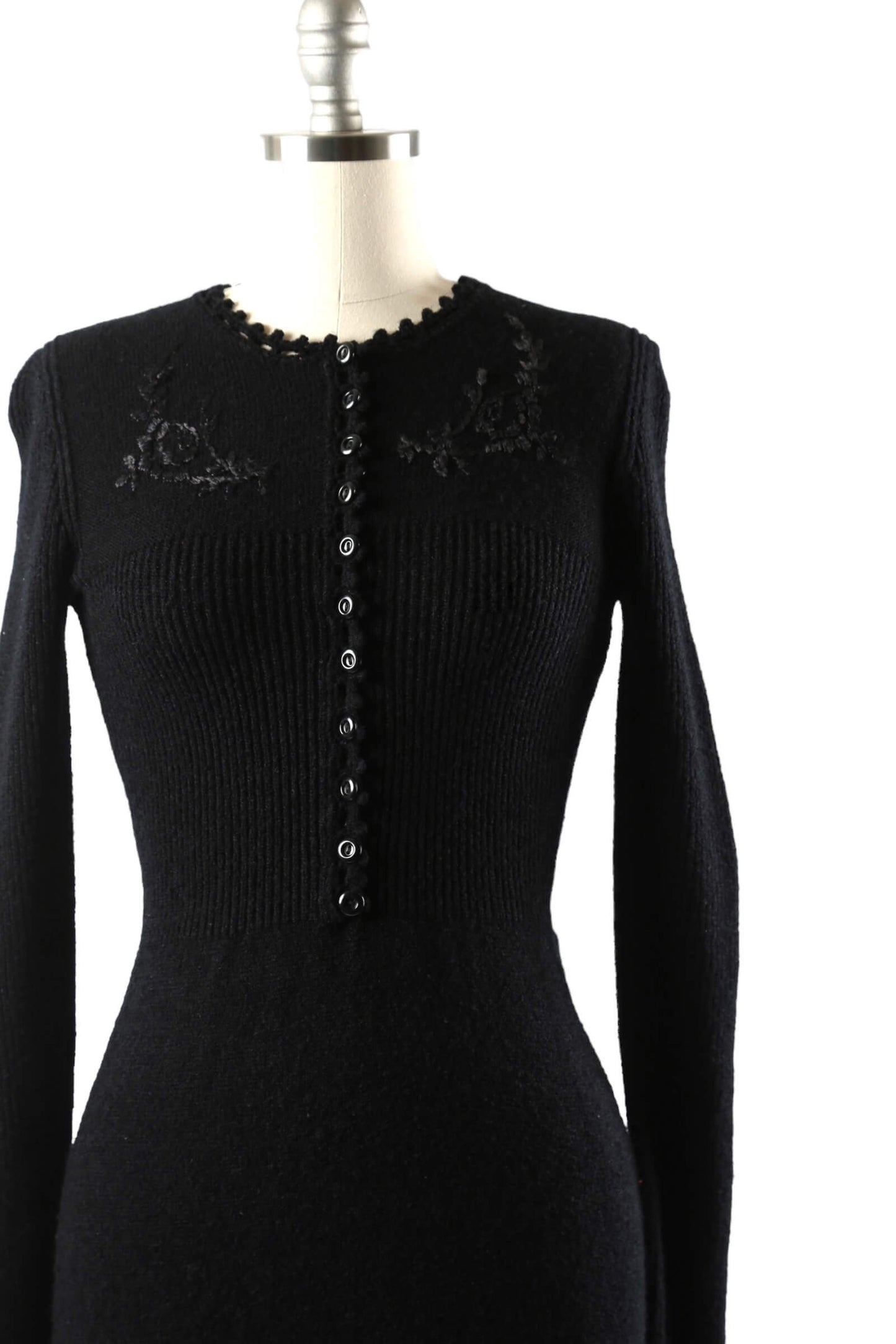 1970's International Boutique Embroidered Knit Dress