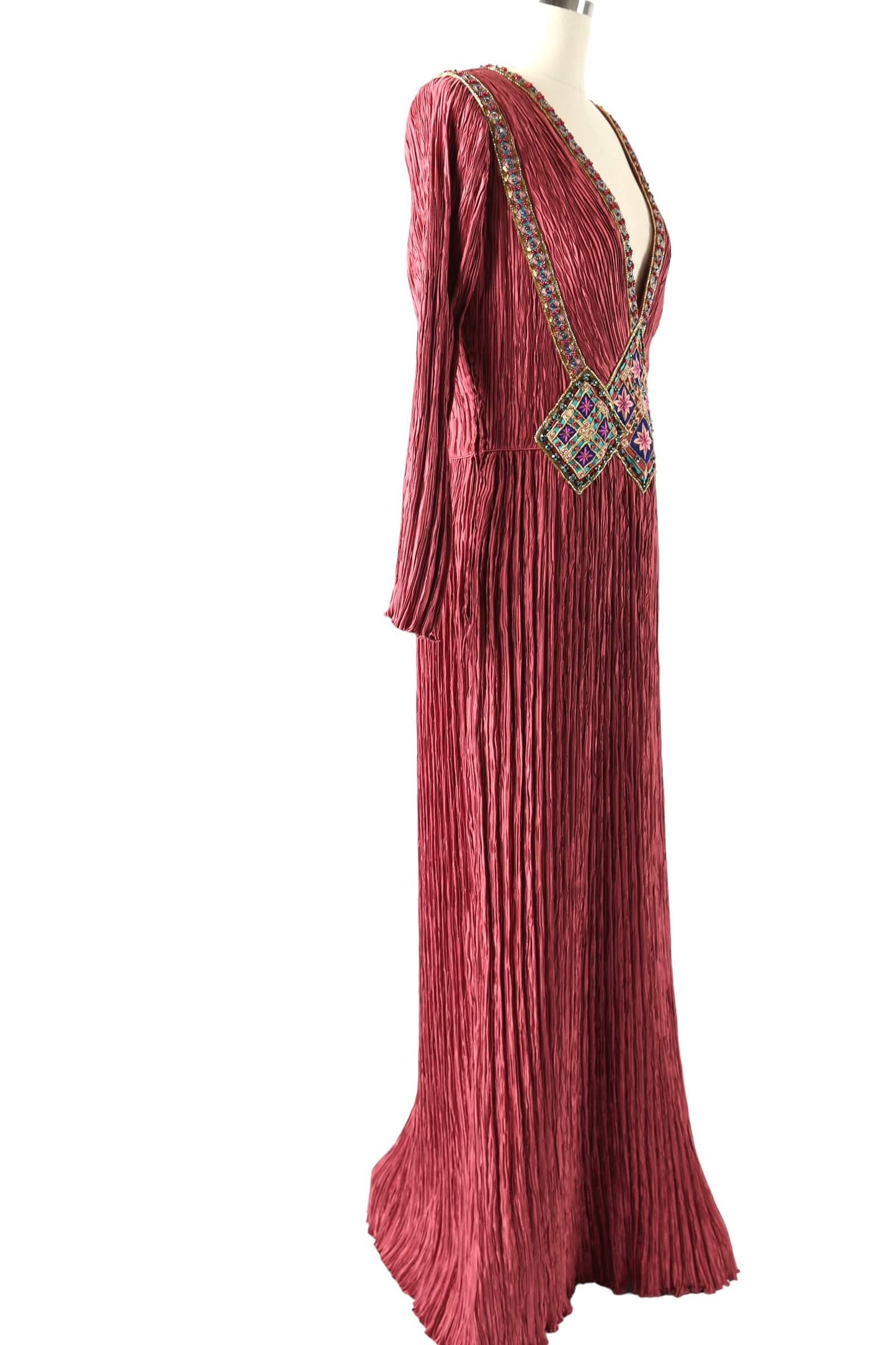1970's Mary Mcfadden Couture Pleated Gown