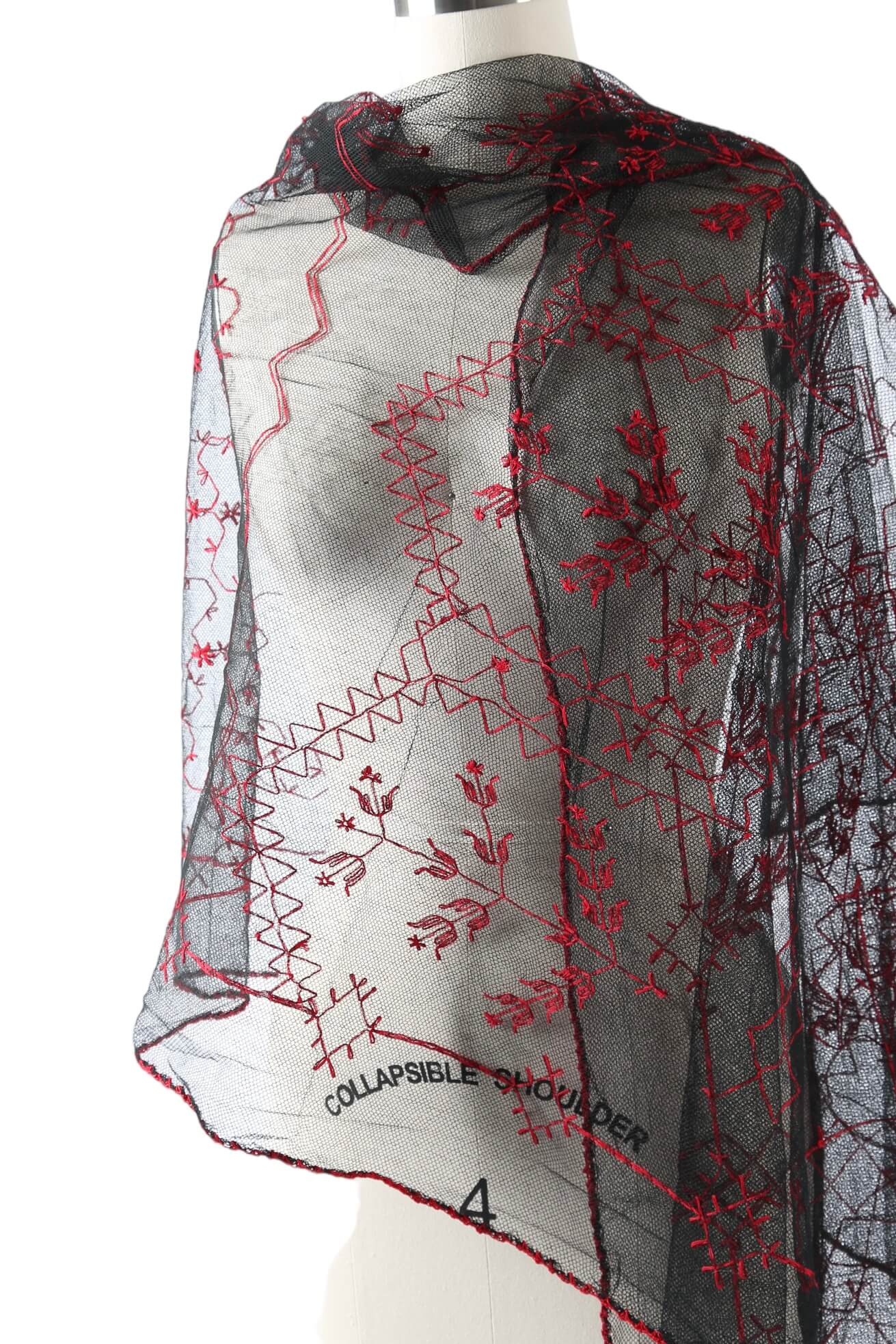 1970's Net Embroidered Shawl