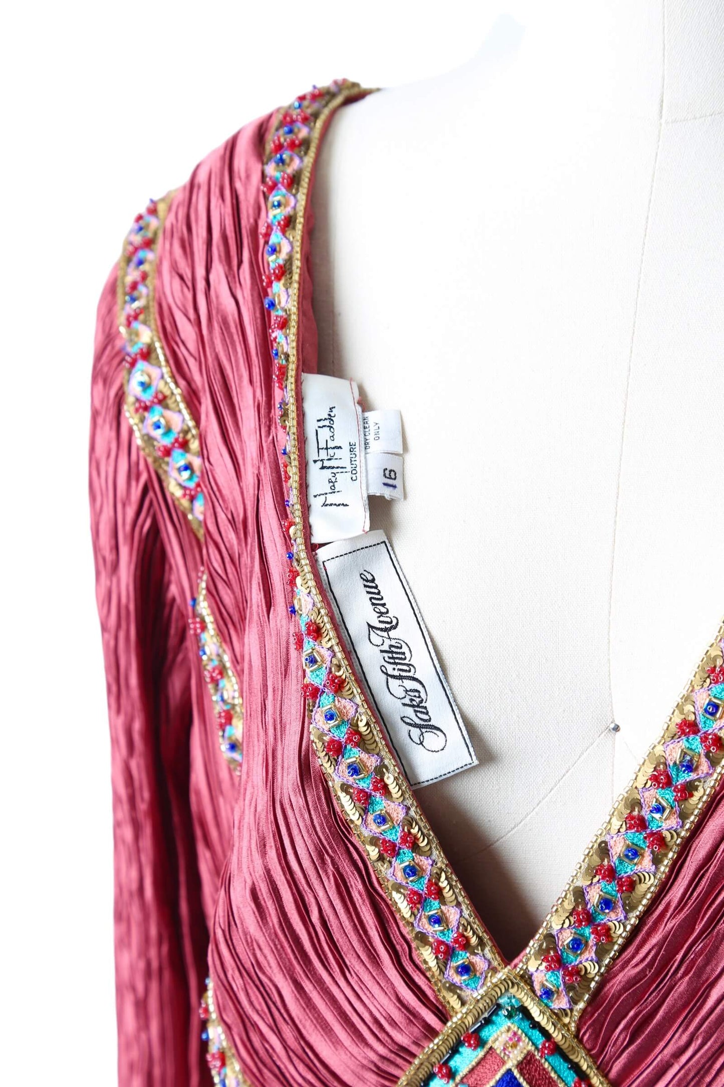1970's Mary Mcfadden Couture Pleated Gown