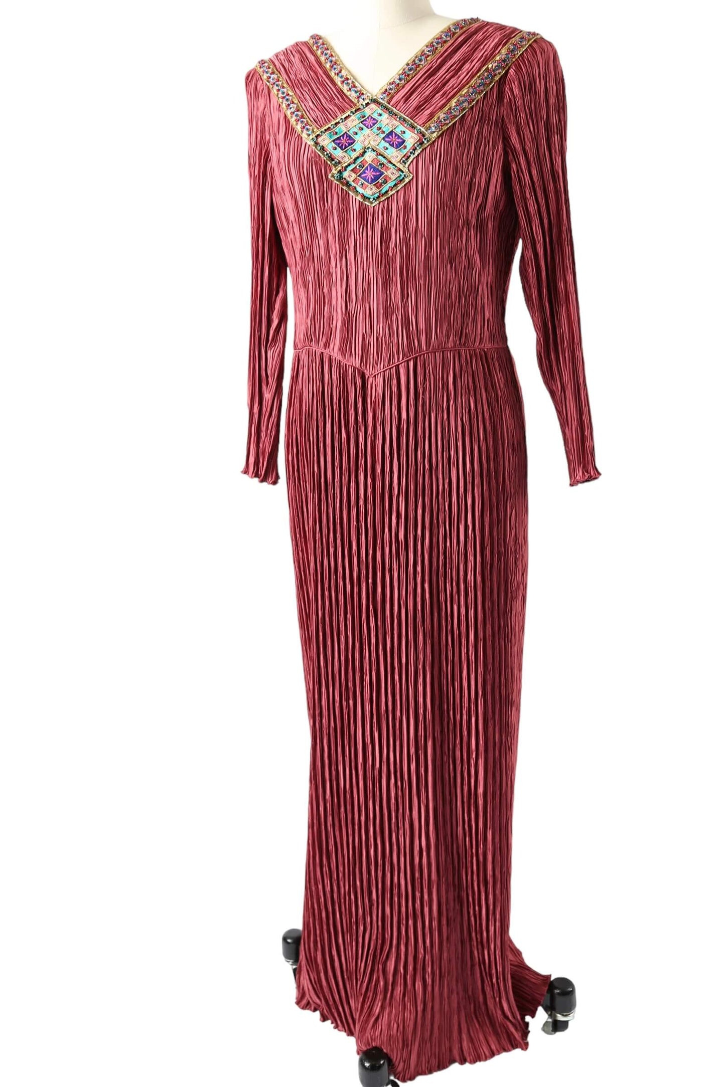 1970's Mary Mcfadden Couture Pleated Gown