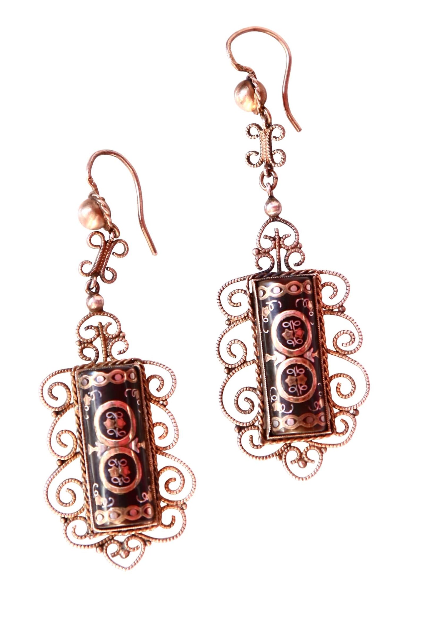 1860's Piqué Inlay Earrings RARE