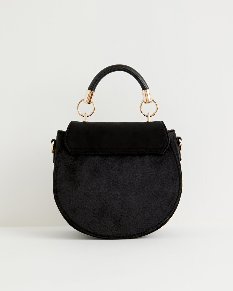 Deer & Moon Embroidered Velvet Saddle Bag