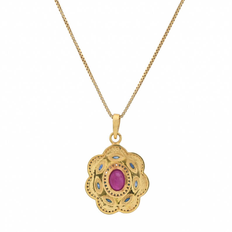 Emmaline Diamond Sapphire and Ruby Enamel Pendant