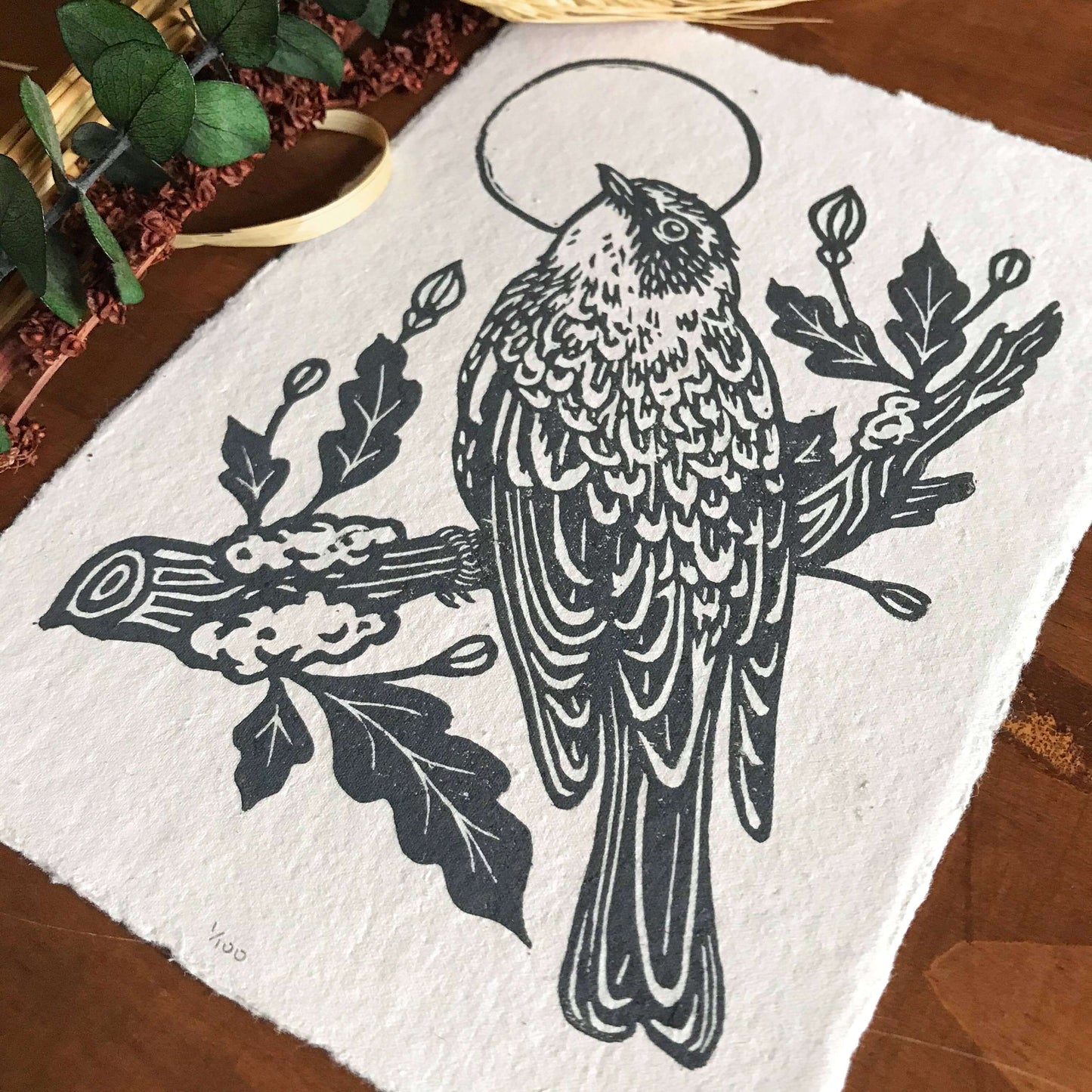 Warbler and Poppies Print