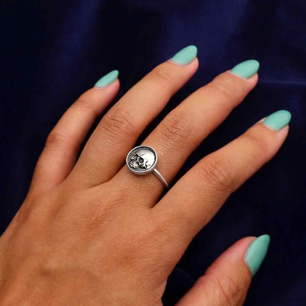Sterling Skull Shadow Box Ring
