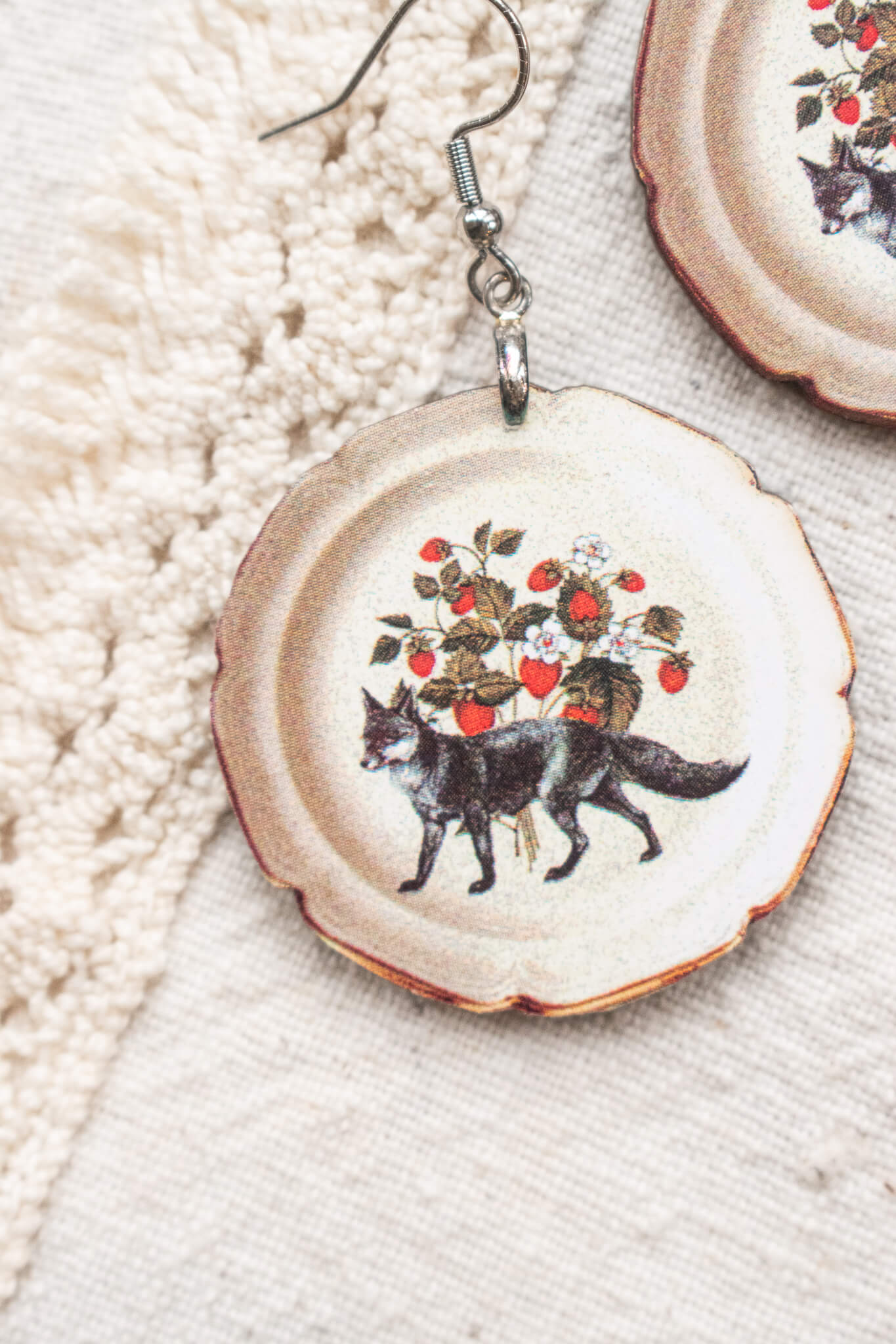 Wooden Fox Earrings