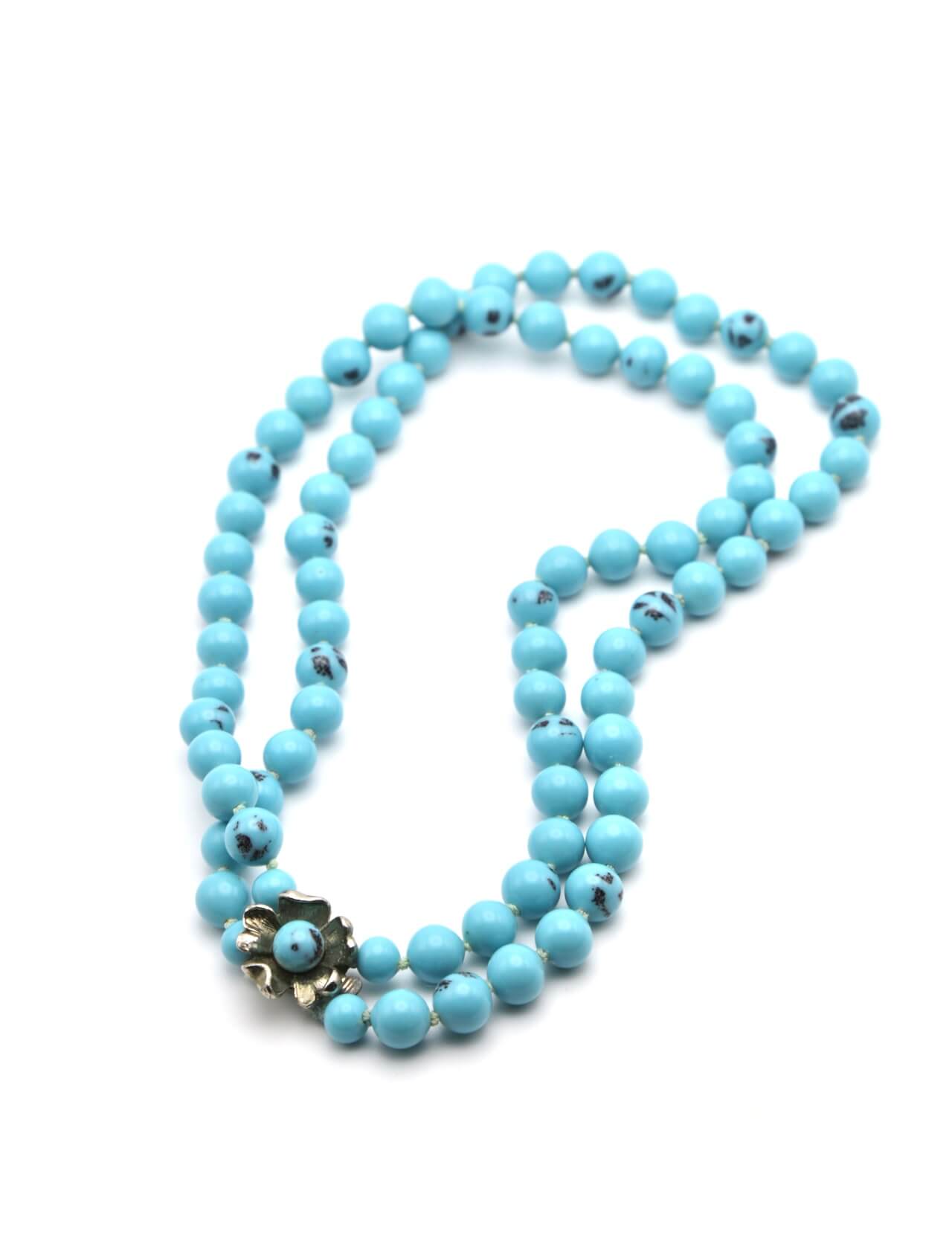 1950's Robin's Egg Art Glass Necklace