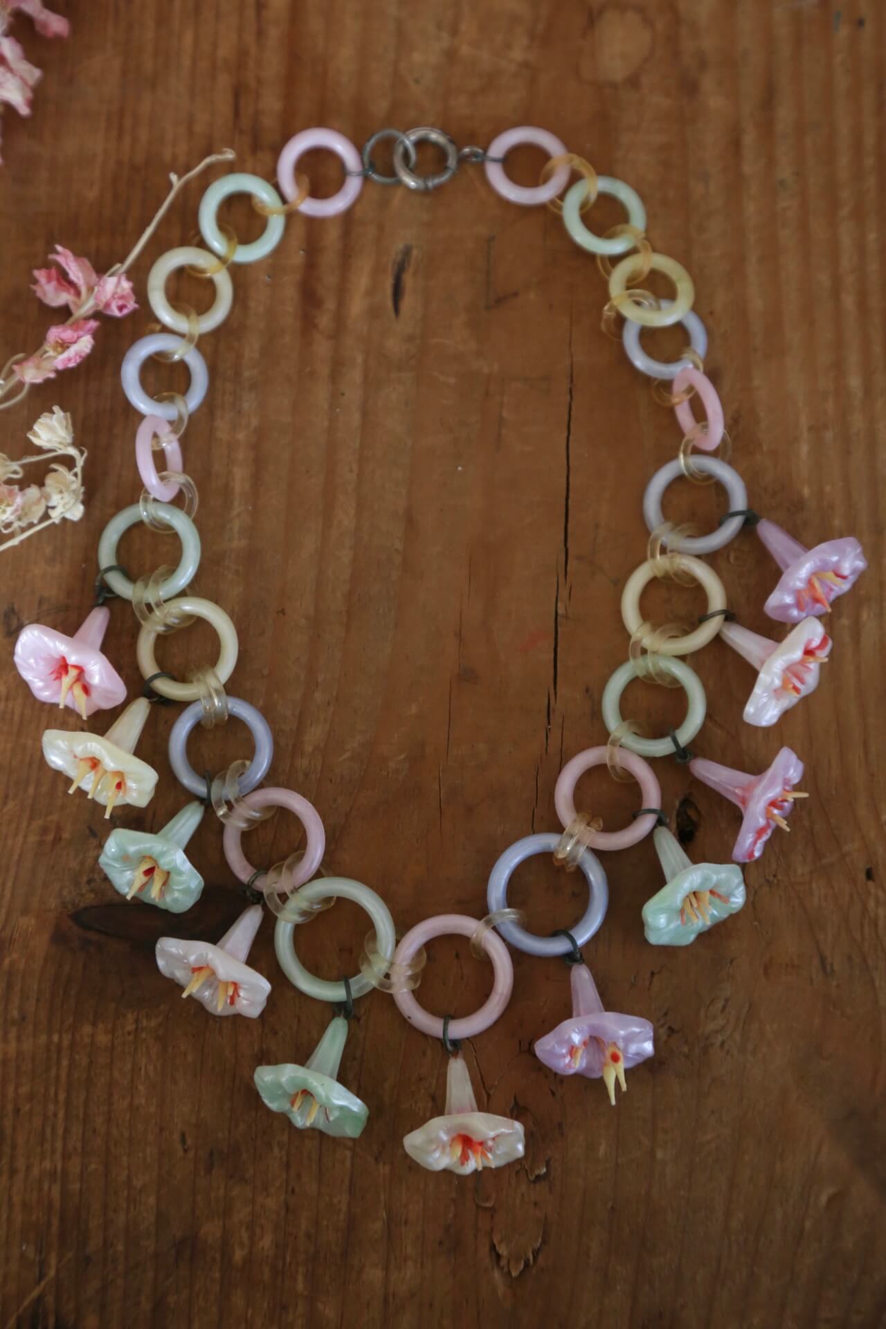 1930's Celluloid Lily Necklace